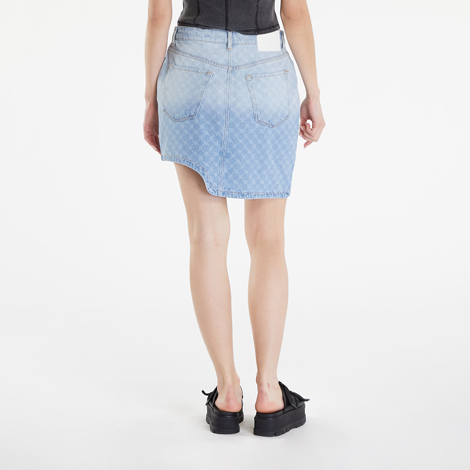 Hameet Daily Paper Zella Monogram Denim Skirt Mid Blue