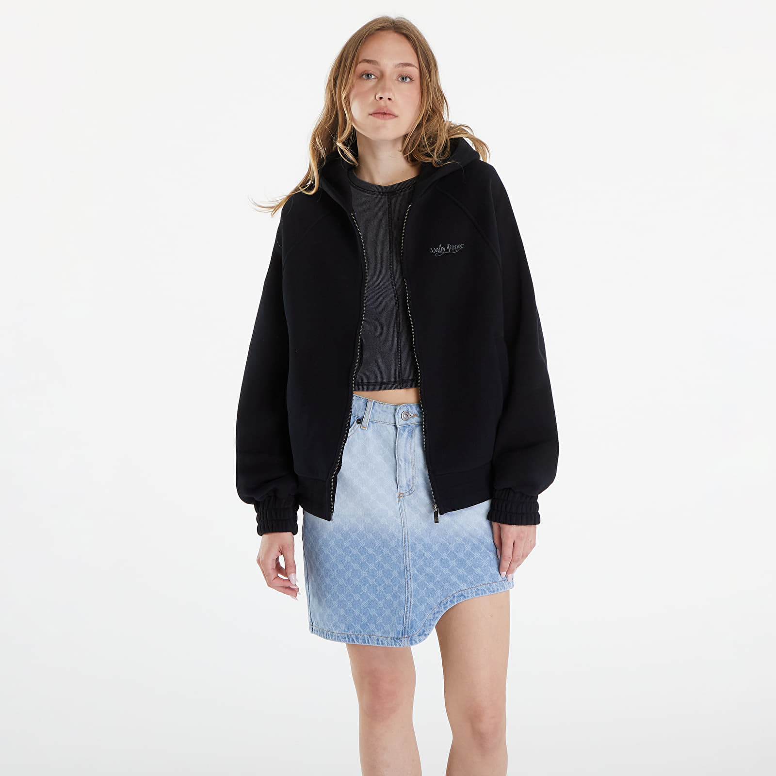 Kapucnis pulóverek és pulcsik Daily Paper Njeri Oversized Zipper Hoodie Black
