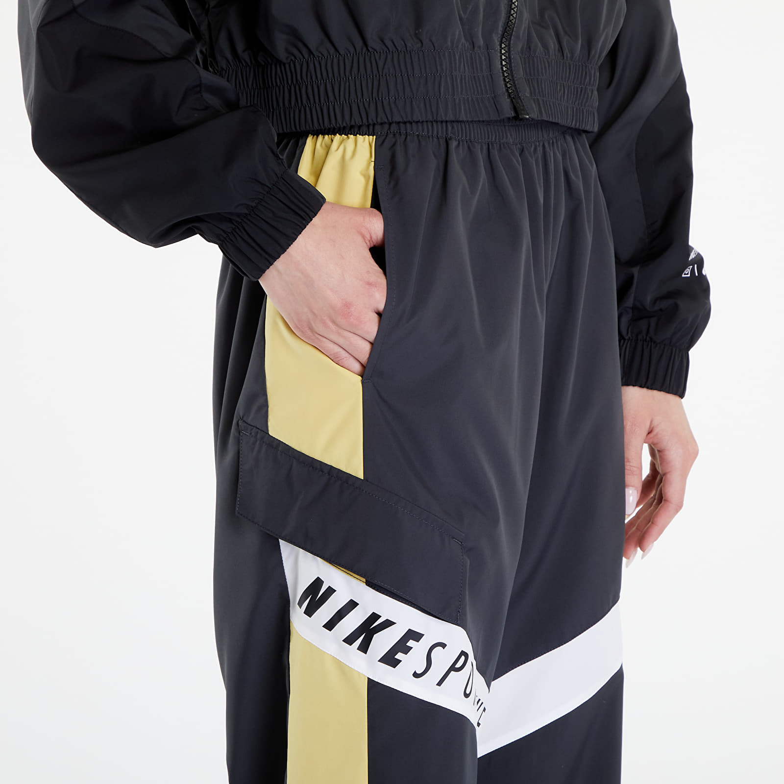 Women's trousers Nike Sportswear Women's High-Waisted Pants Dk Smoke Grey/ Saturn Gold/ White