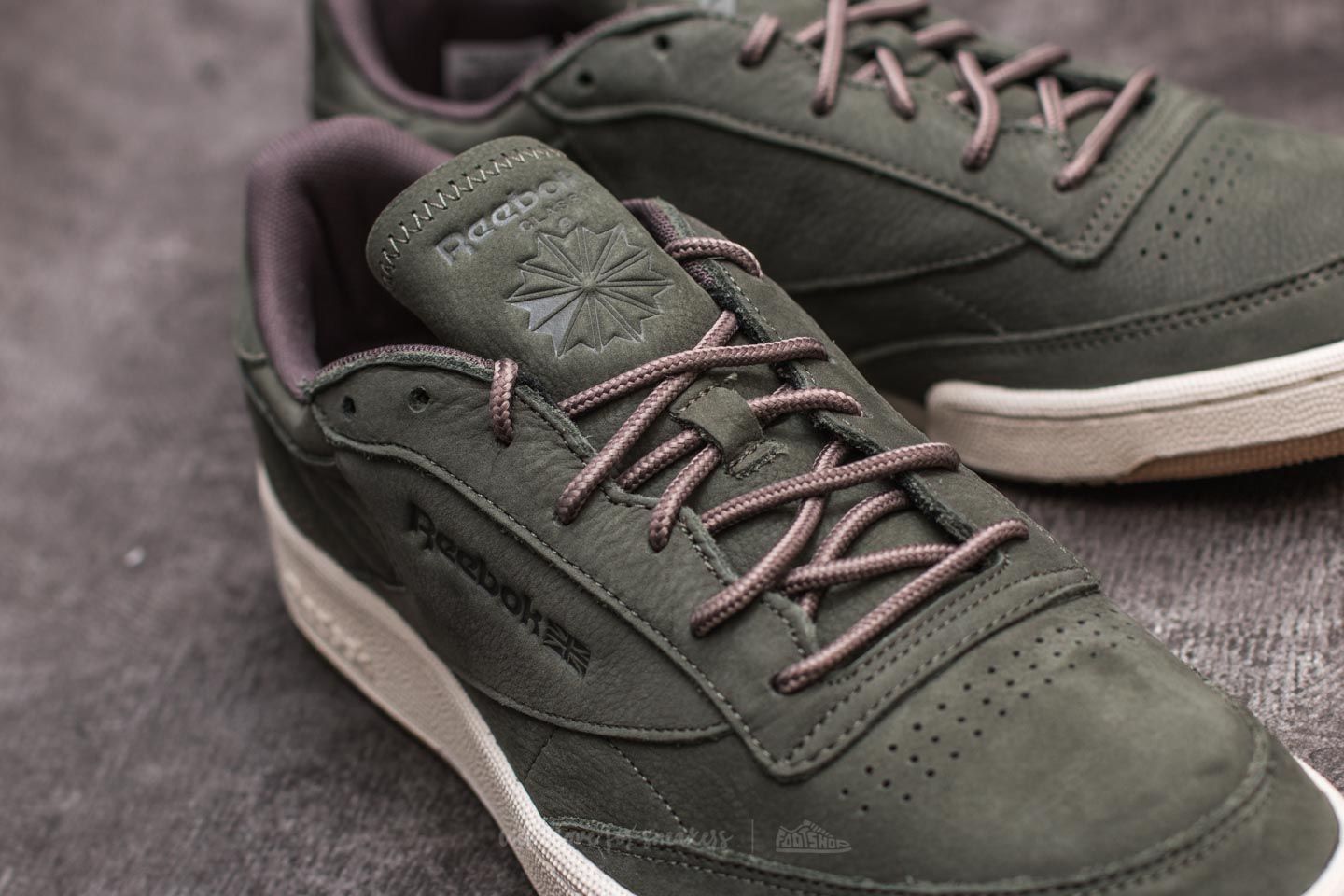 Men s shoes Reebok Club C 85 WP Hunter Green Urban Grey Footshop