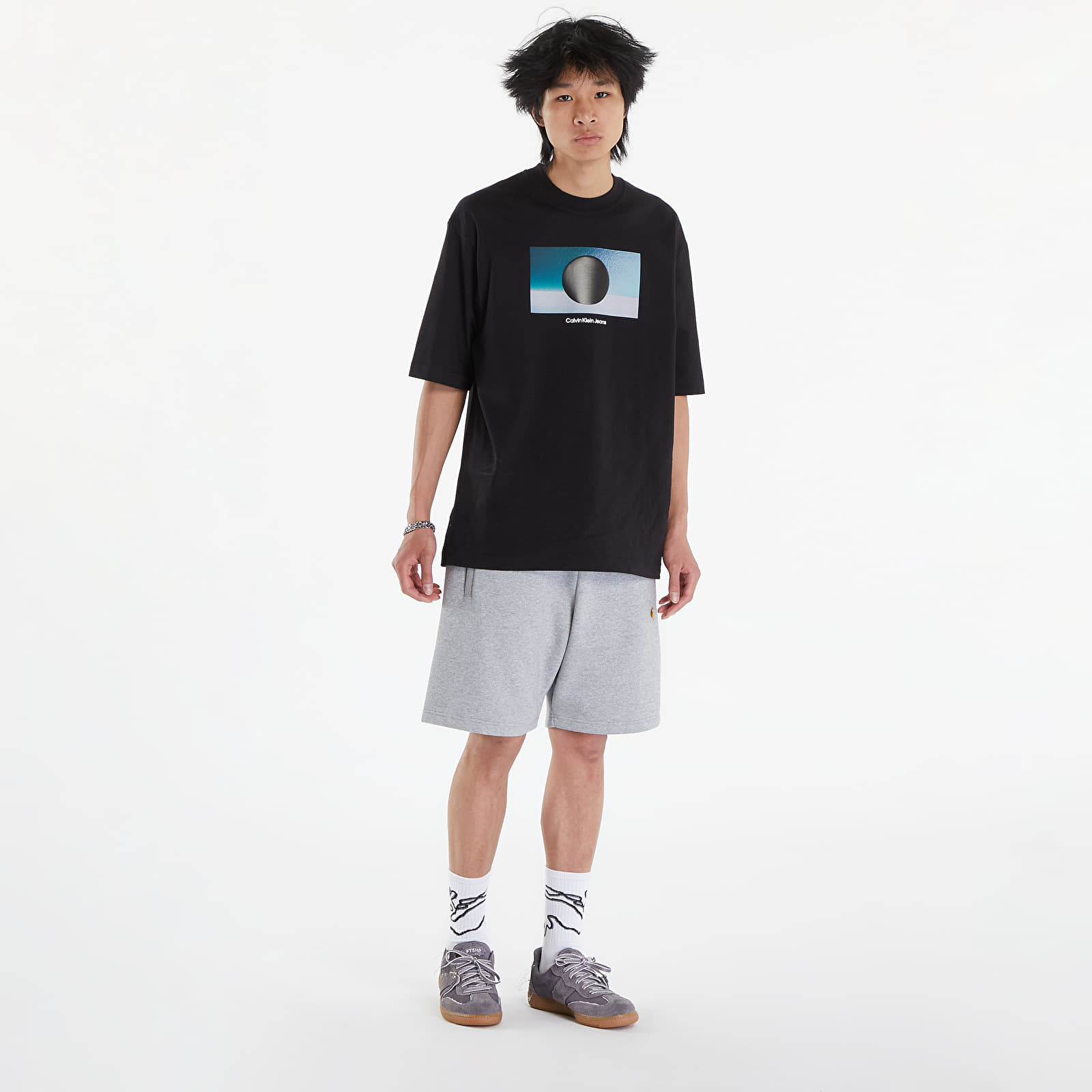 Къси панталони Carhartt WIP Chase Sweat Short Grey Heather/ Gold