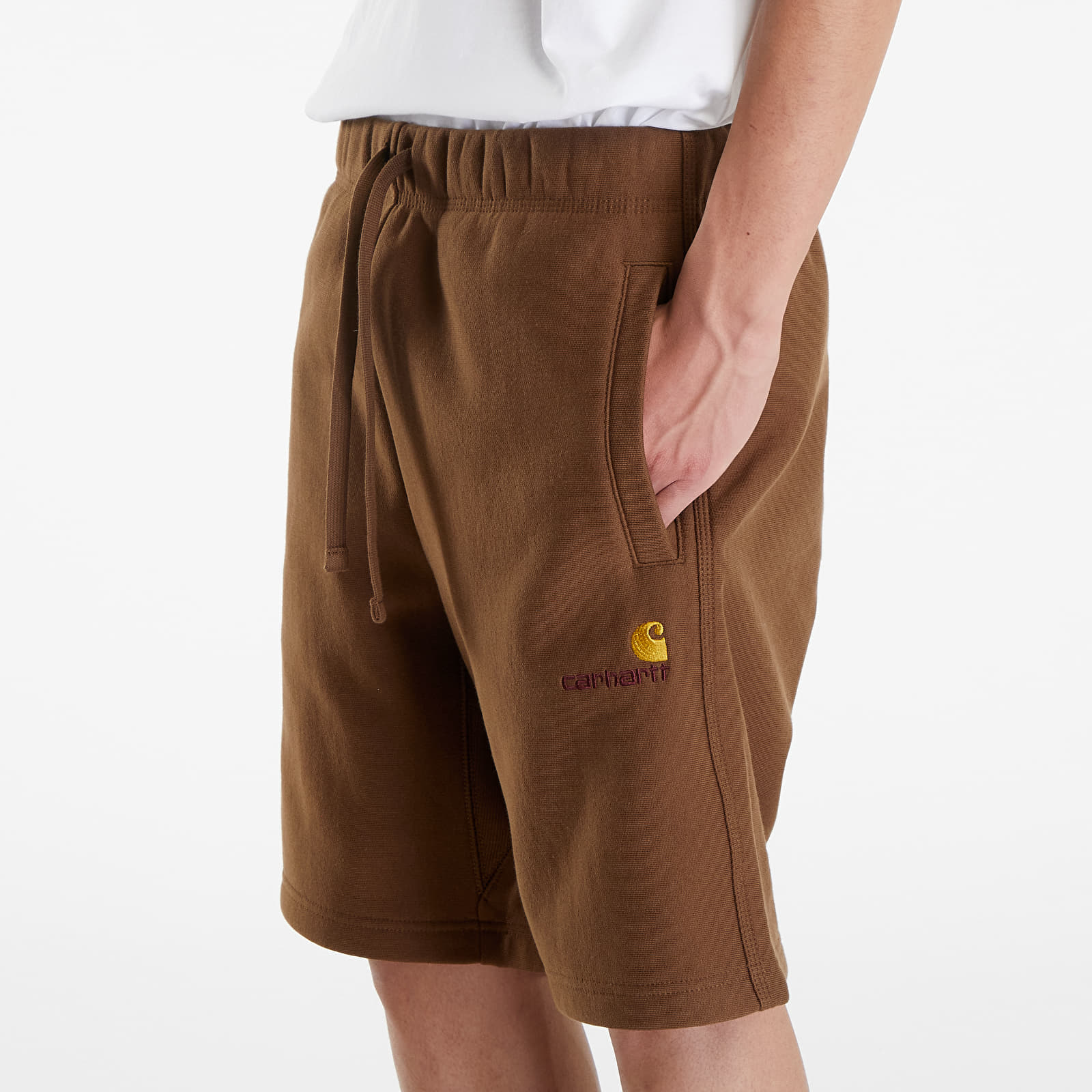 Šortky Carhartt WIP American Script Sweat Short Lumber