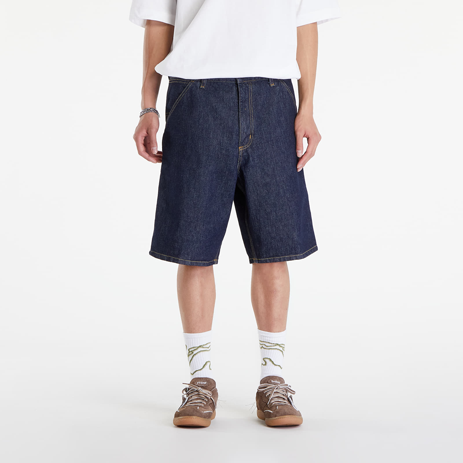 Kraťasy Carhartt WIP Single Knee Short Blue Rinsed