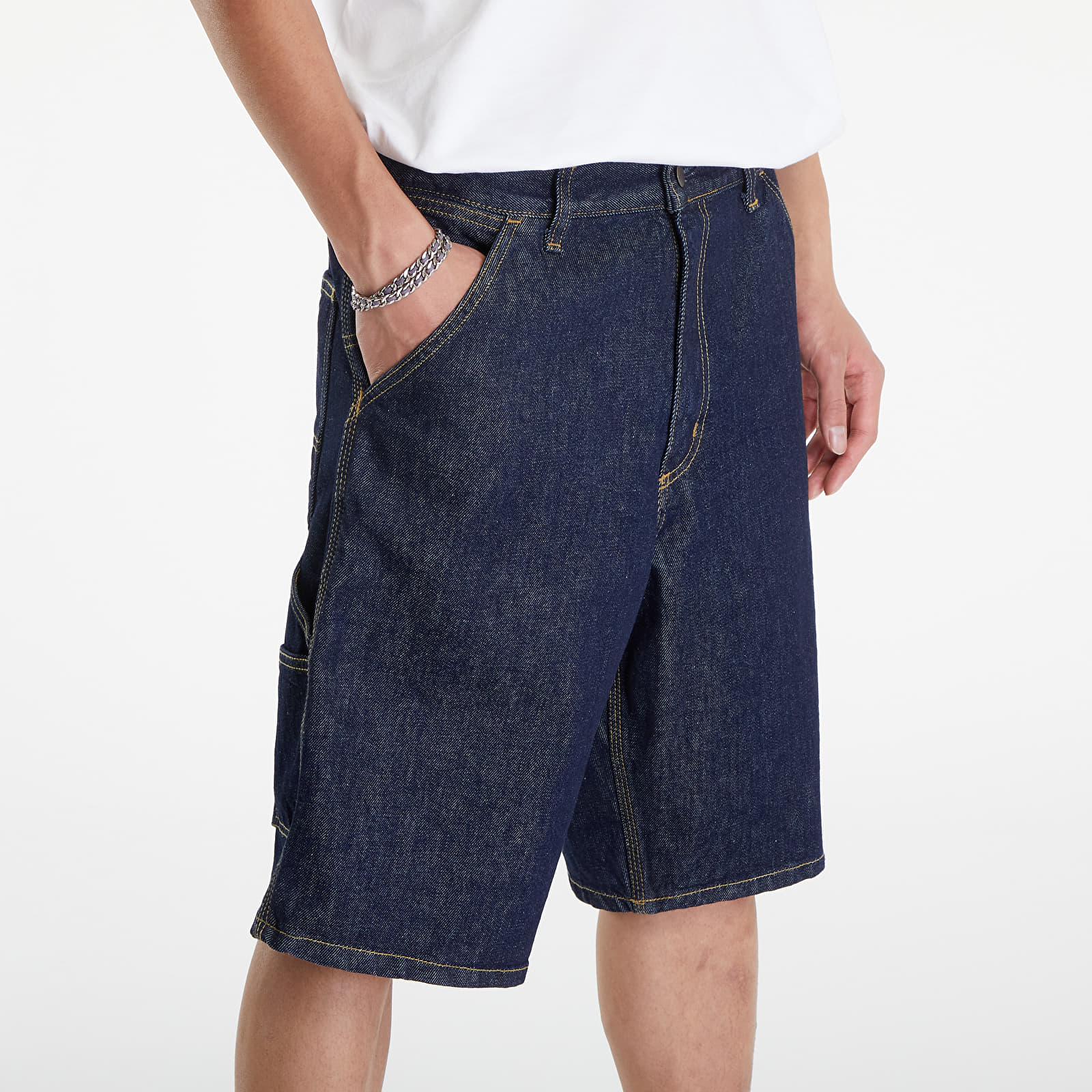 Kraťasy Carhartt WIP Single Knee Short Blue Rinsed