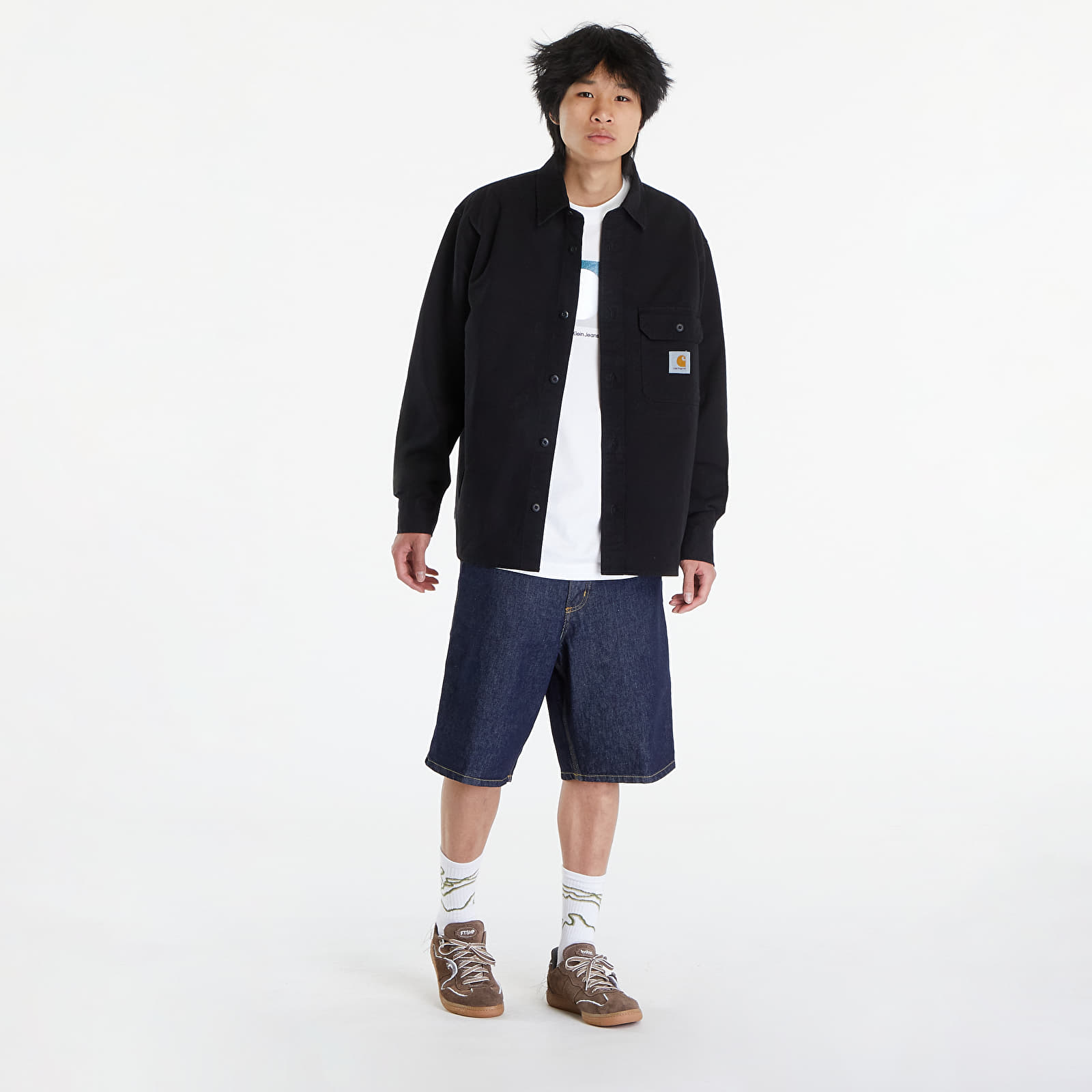 Overshirt Carhartt WIP Reno Shirt Jacket UNISEX Black Garment Dyed