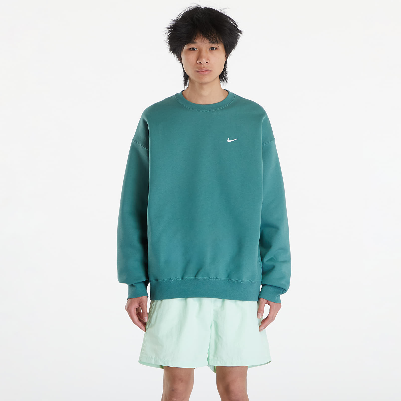 Mikiny Nike Solo Swoosh Men's Fleece Crew Bicoastal/ White