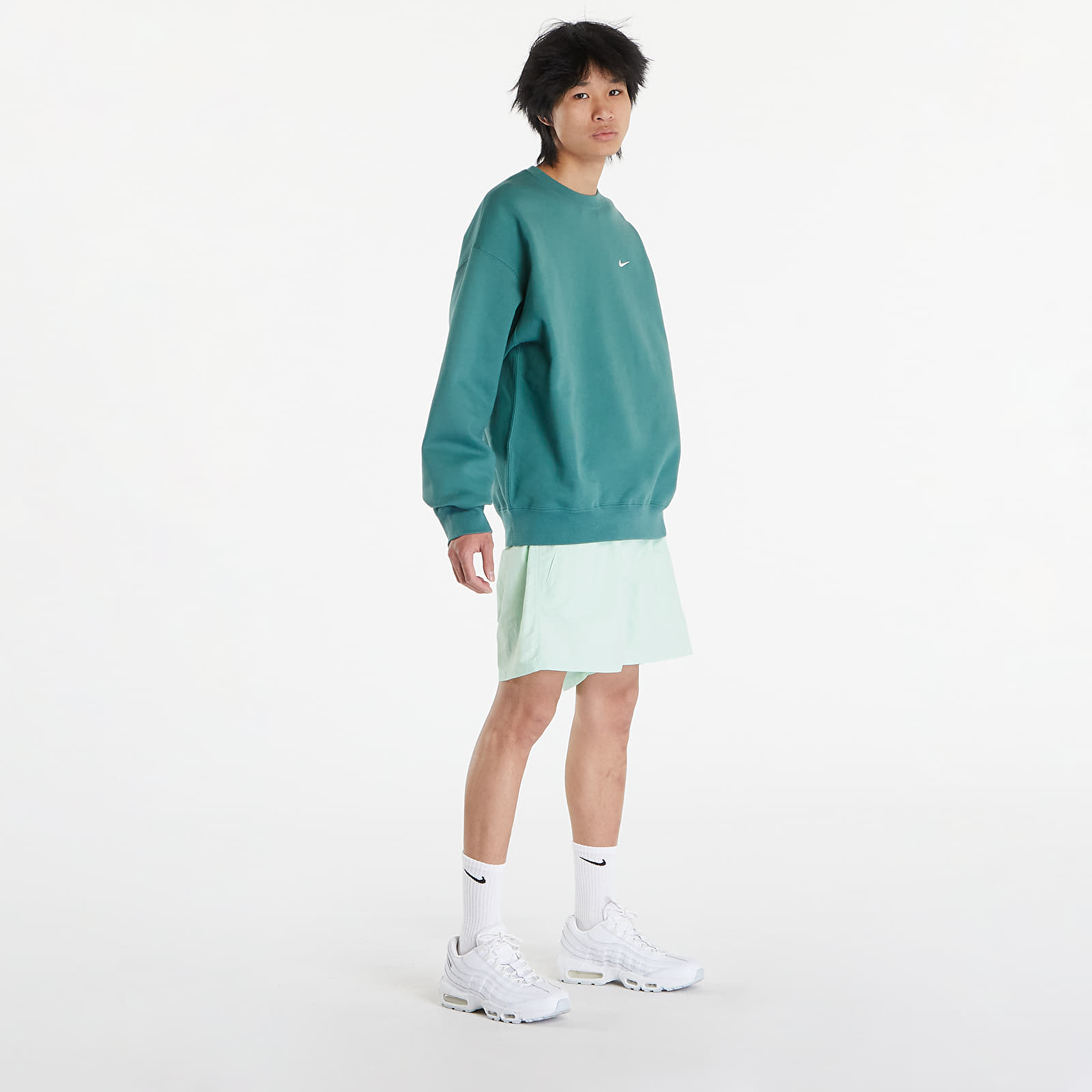 Mikiny Nike Solo Swoosh Men's Fleece Crew Bicoastal/ White