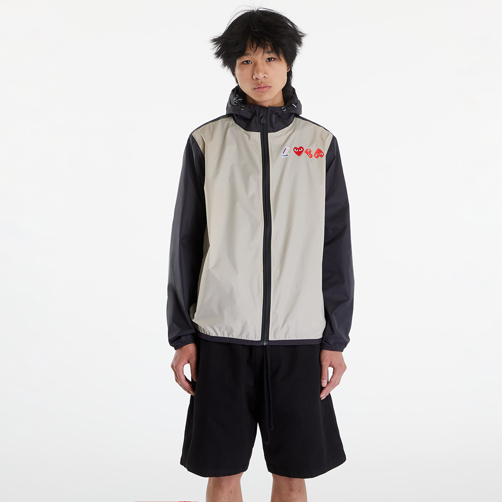 Шлифери Comme des Garçons PLAY x K-Way Claude Contrast Jacket UNISEX Beige Grey/ Black