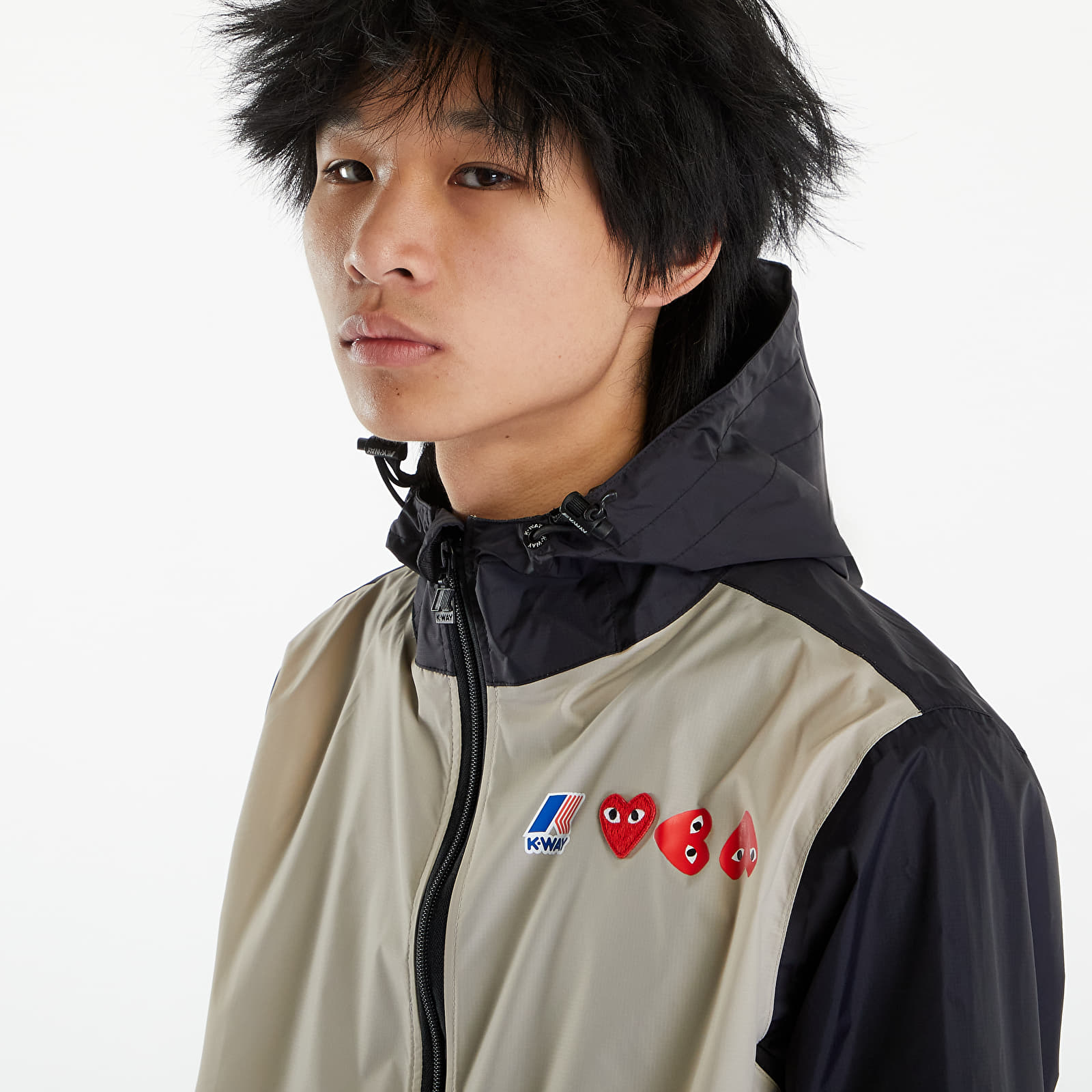 Шлифери Comme des Garçons PLAY x K-Way Claude Contrast Jacket UNISEX Beige Grey/ Black