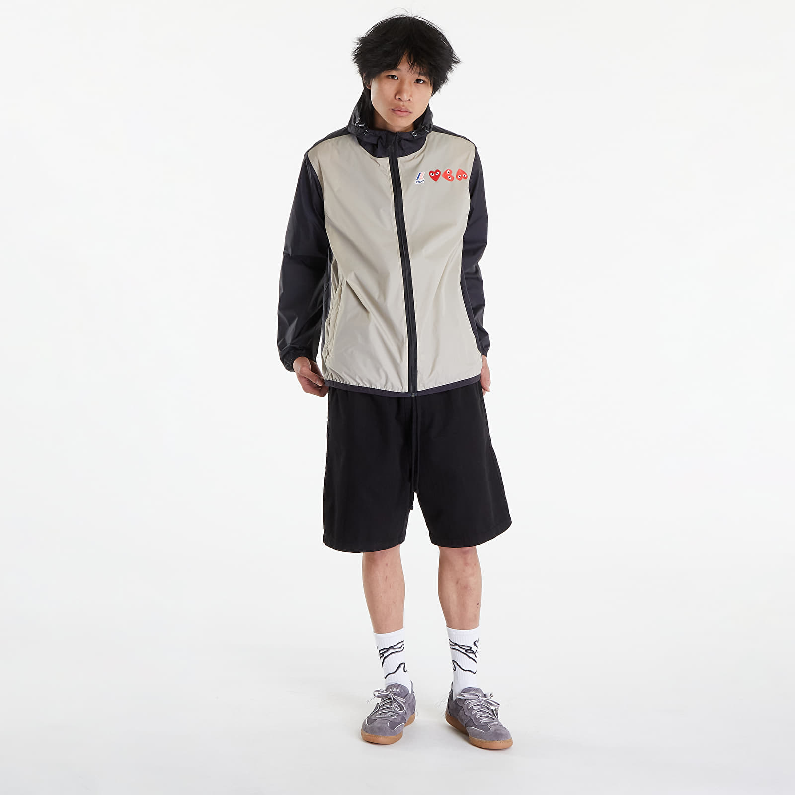 Шлифери Comme des Garçons PLAY x K-Way Claude Contrast Jacket UNISEX Beige Grey/ Black