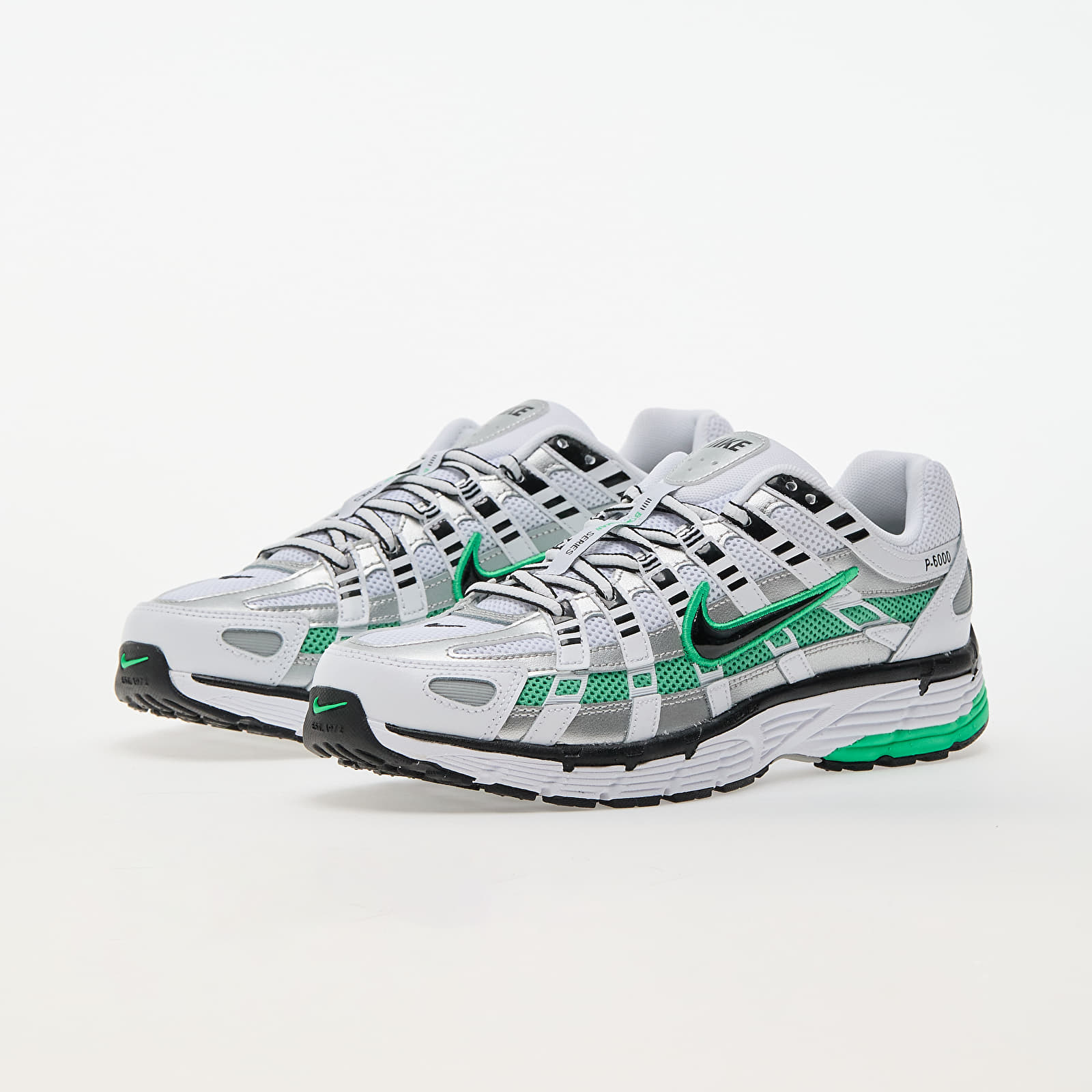 Ανδρικά παπούτσια Nike P-6000 White/ Black-Metallic Silver-Spring Green
