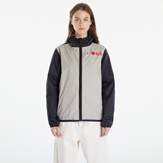 Comme des Garçons PLAY x K-Way Claude Contrast Jacket UNISEX Beige Grey/ Black