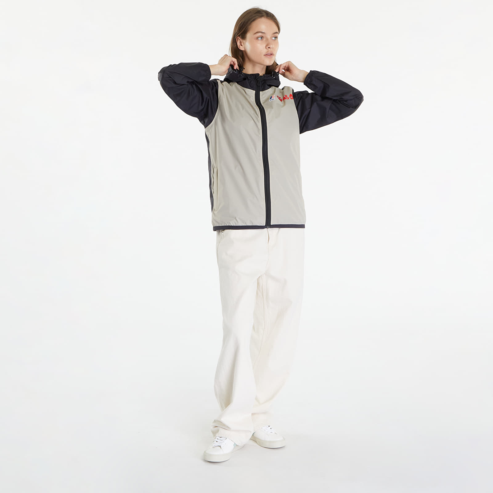 Шлифери Comme des Garçons PLAY x K-Way Claude Contrast Jacket UNISEX Beige Grey/ Black