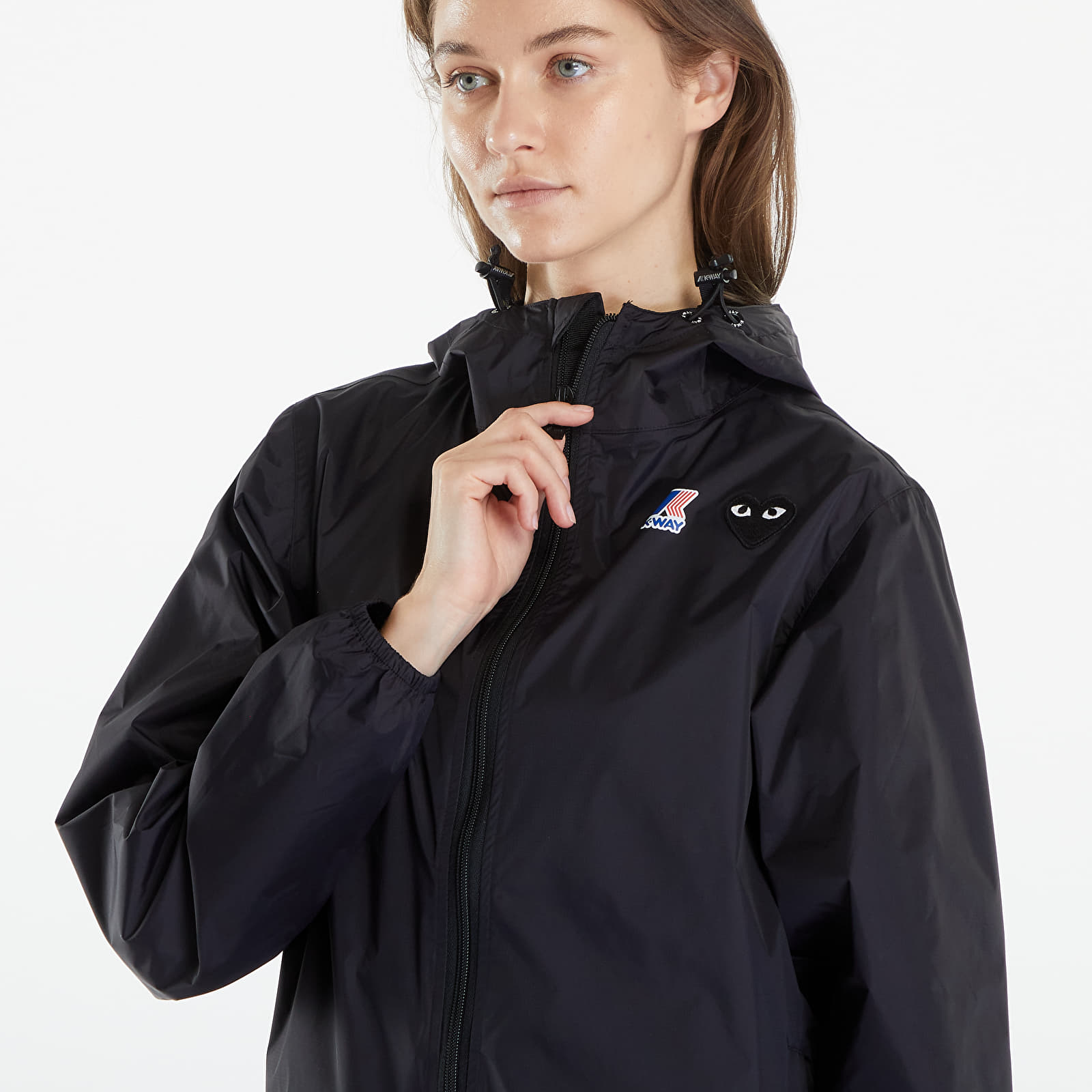 Pláštěnky Comme des Garçons PLAY x K-Way Emblem Jacket UNISEX Black Pure