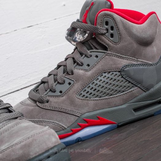 Jordan 5 grey and red sales