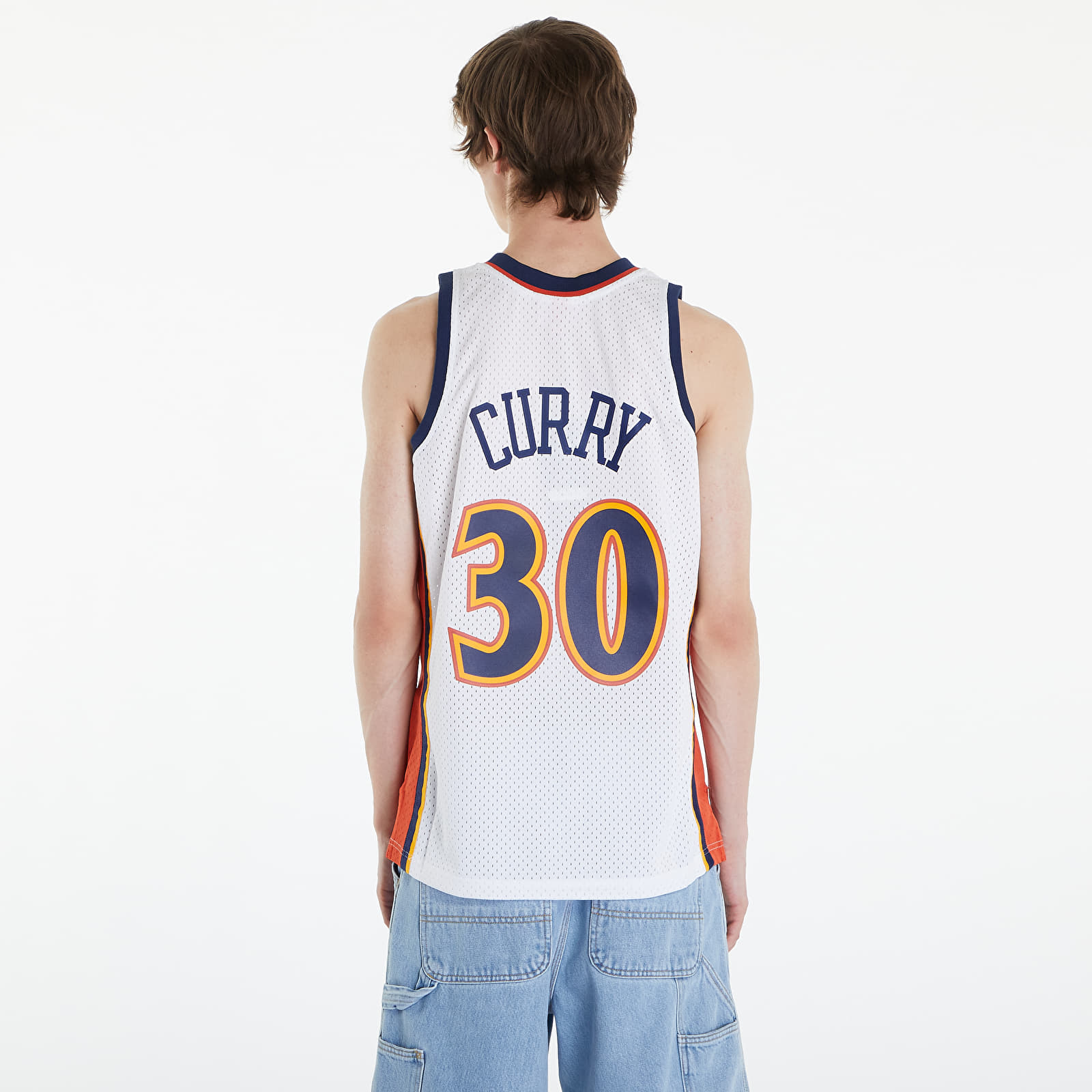 Men s tank tops Mitchell Ness Golden State Warriors 30 Stephen Curry Swingman Jersey White Footshop