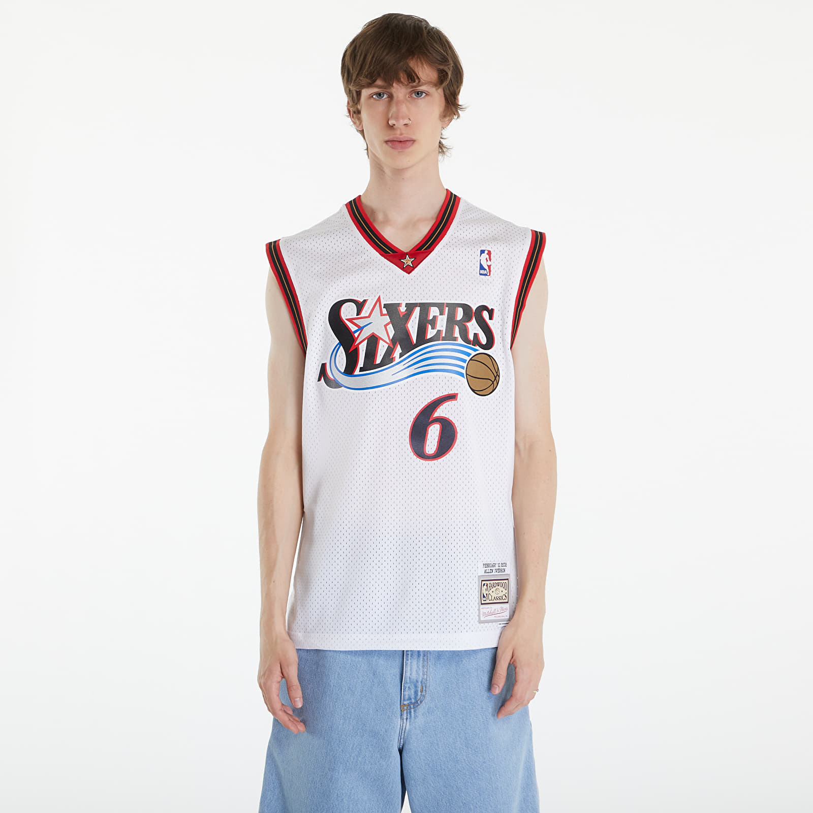 Trikots Mitchell Ness Philadelphia 76ers 3 Allen Iverson 2002 Swingman Jersey White White Footshop