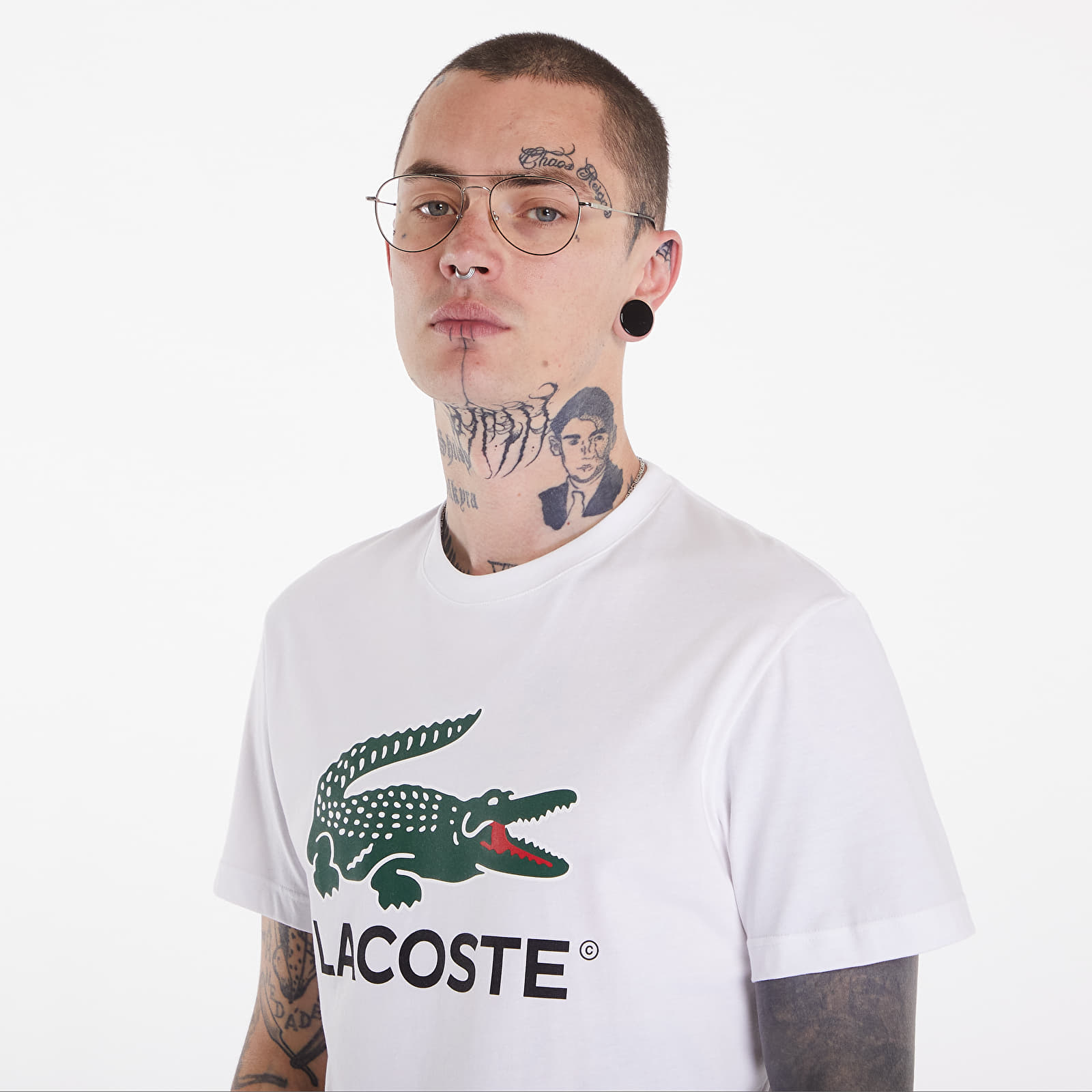 Tricouri bărbați LACOSTE  Cotton Jersey Signature Print T-Shirt  White