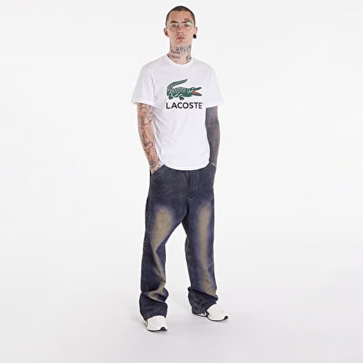 LACOSTE Cotton Jersey Signature Print T Shirt White Footshop