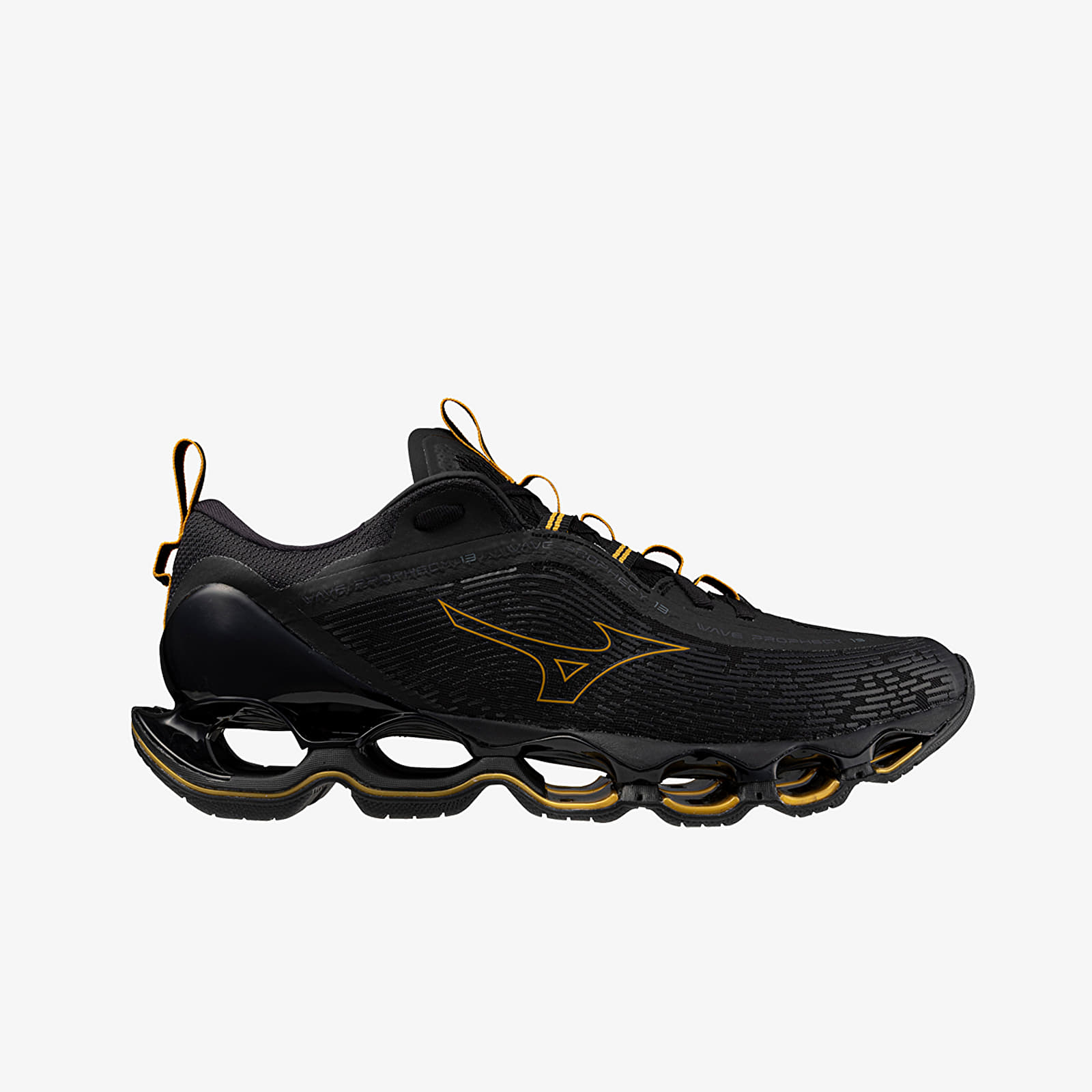 Sko til mænd Mizuno Wave Prophecy 13 Black/ Gold/ Metallic Gray