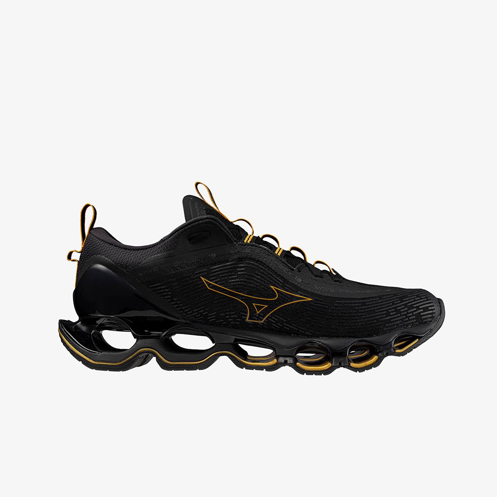 Sko til mænd Mizuno Wave Prophecy 13 Black/ Gold/ Metallic Gray