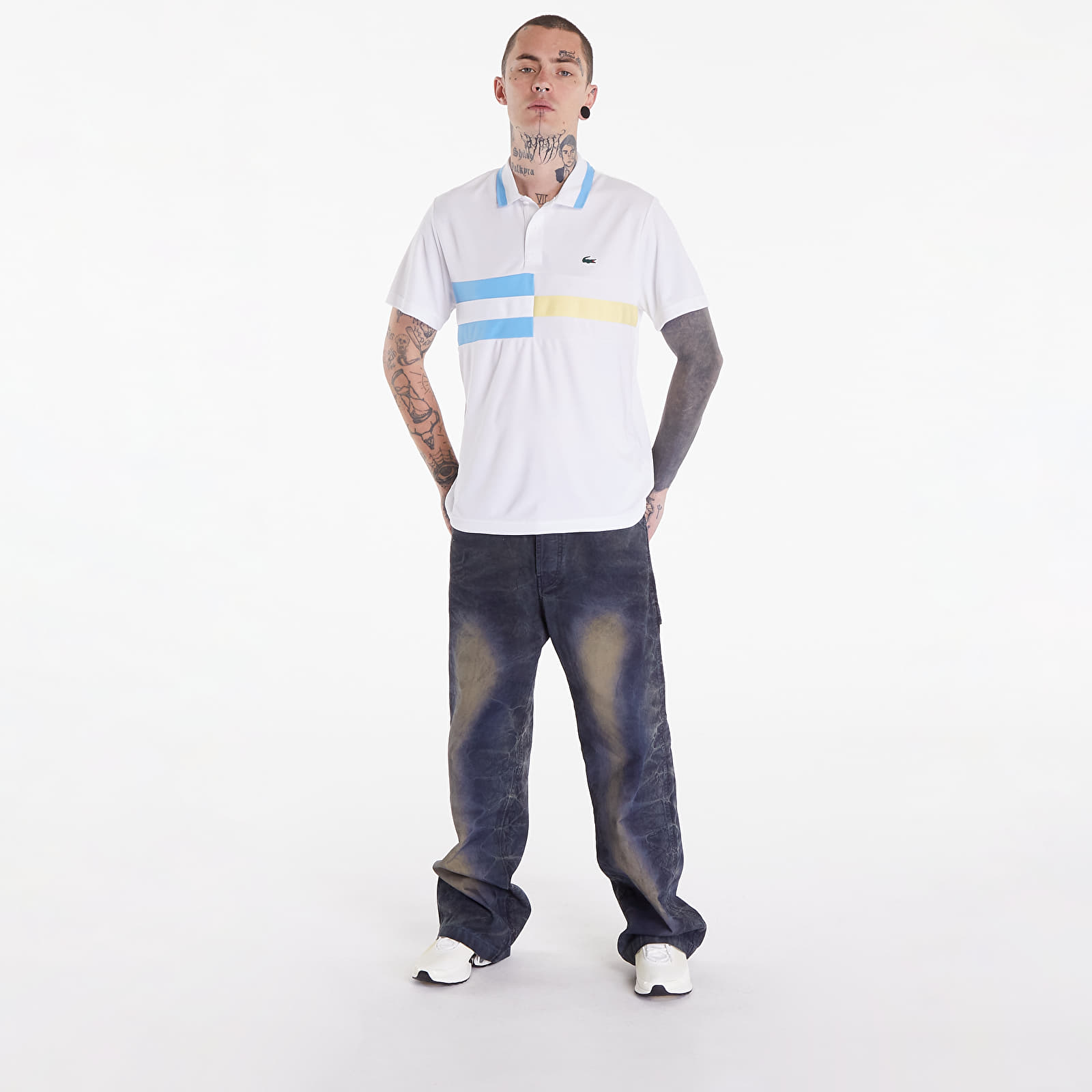 Miesten T-paidat LACOSTE Men's S/S Polo White/ Bonnie/ Yellow