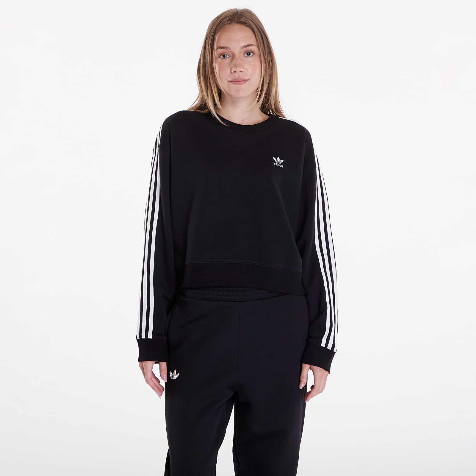 Women's hoodies adidas 3 Stripes Classics Crew Black
