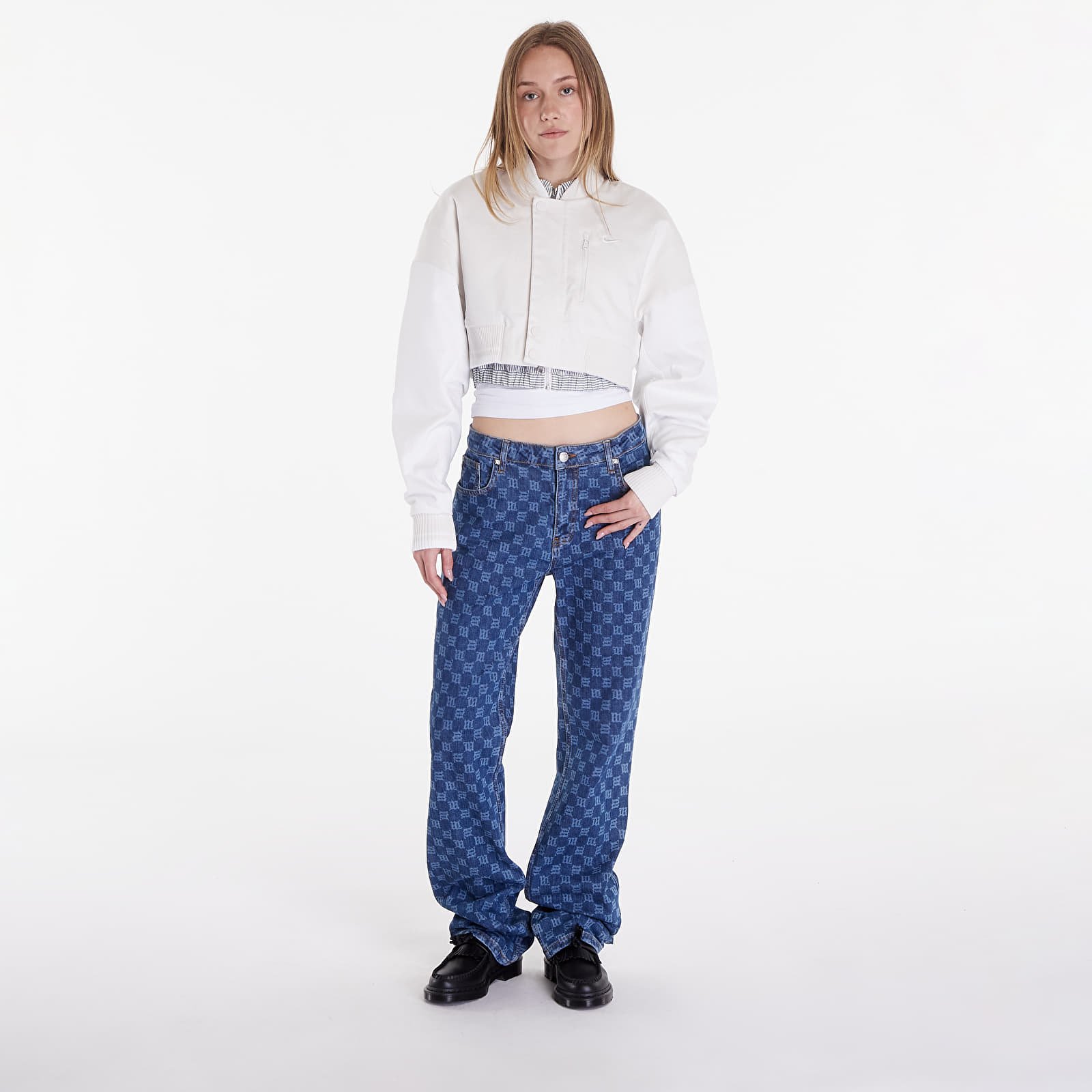 Bomber jakas Nike Sportswear Destroyer Women's Cropped Canvas Jacket Phantom/ Summit White/ Summit White