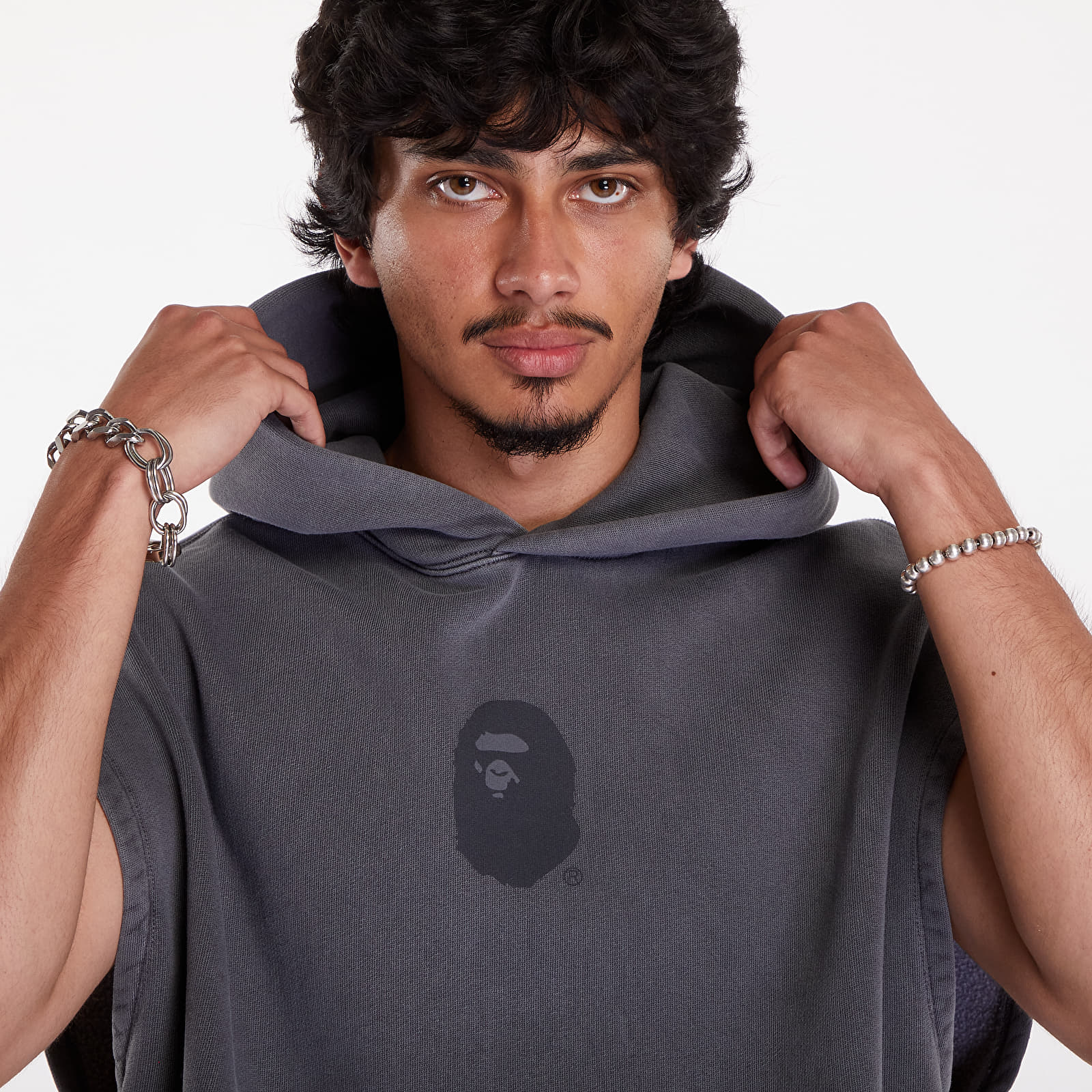Hanorace A BATHING APE Bape Sleeveless Pullover Hoodie Charcoal