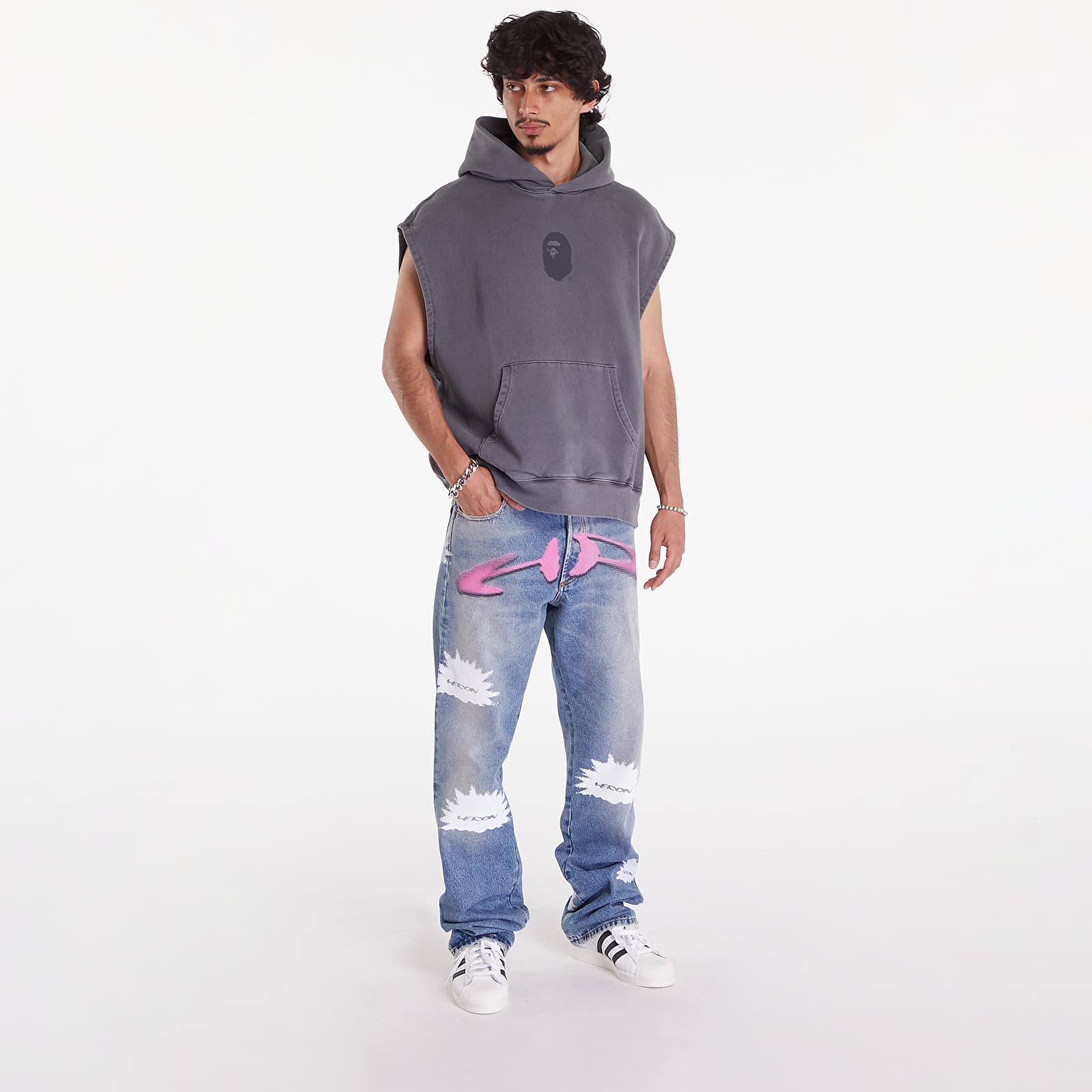 Hanorace A BATHING APE Bape Sleeveless Pullover Hoodie Charcoal