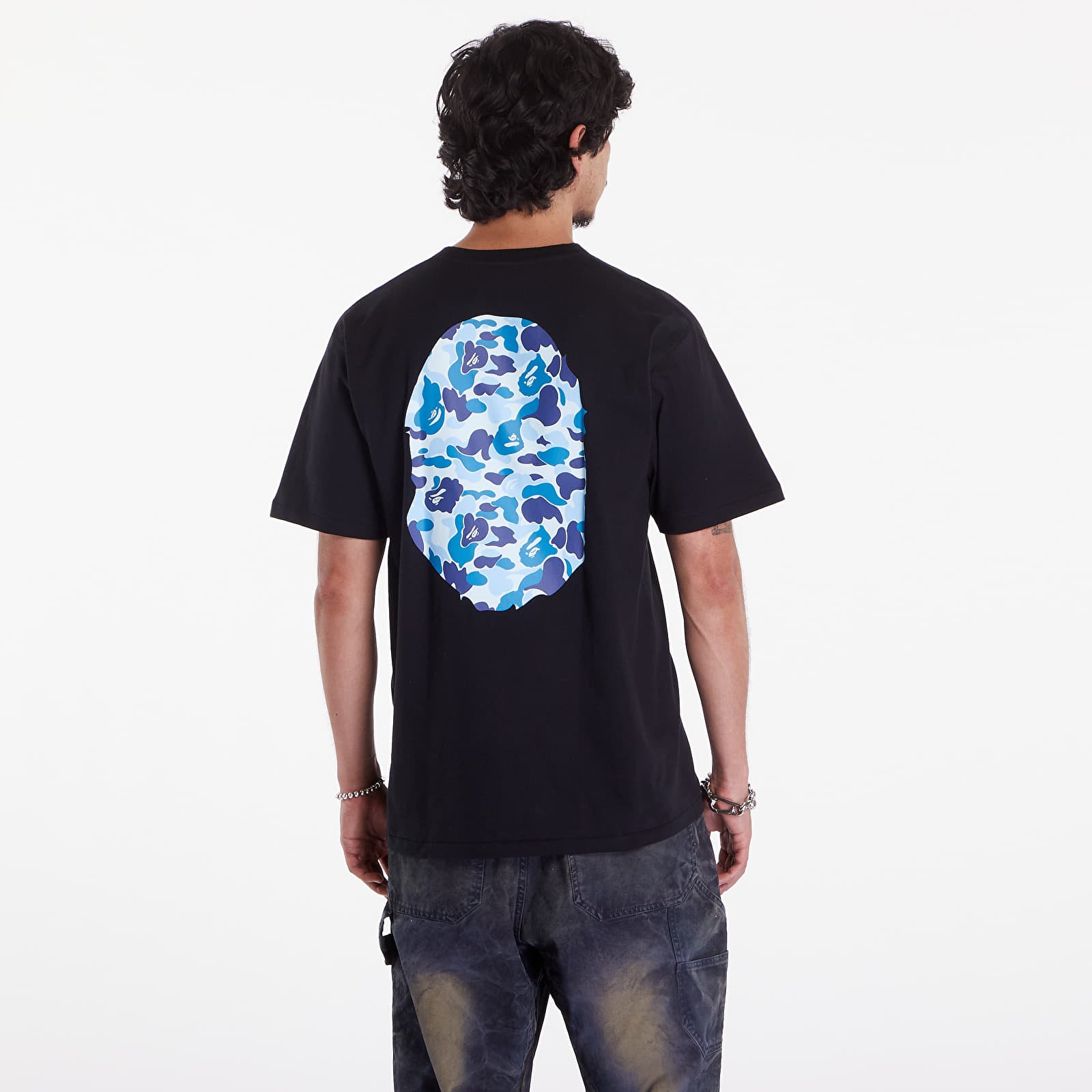 T shirts A BATHING APE Abc Camo Big Ape Head Tee Black Blue Footshop