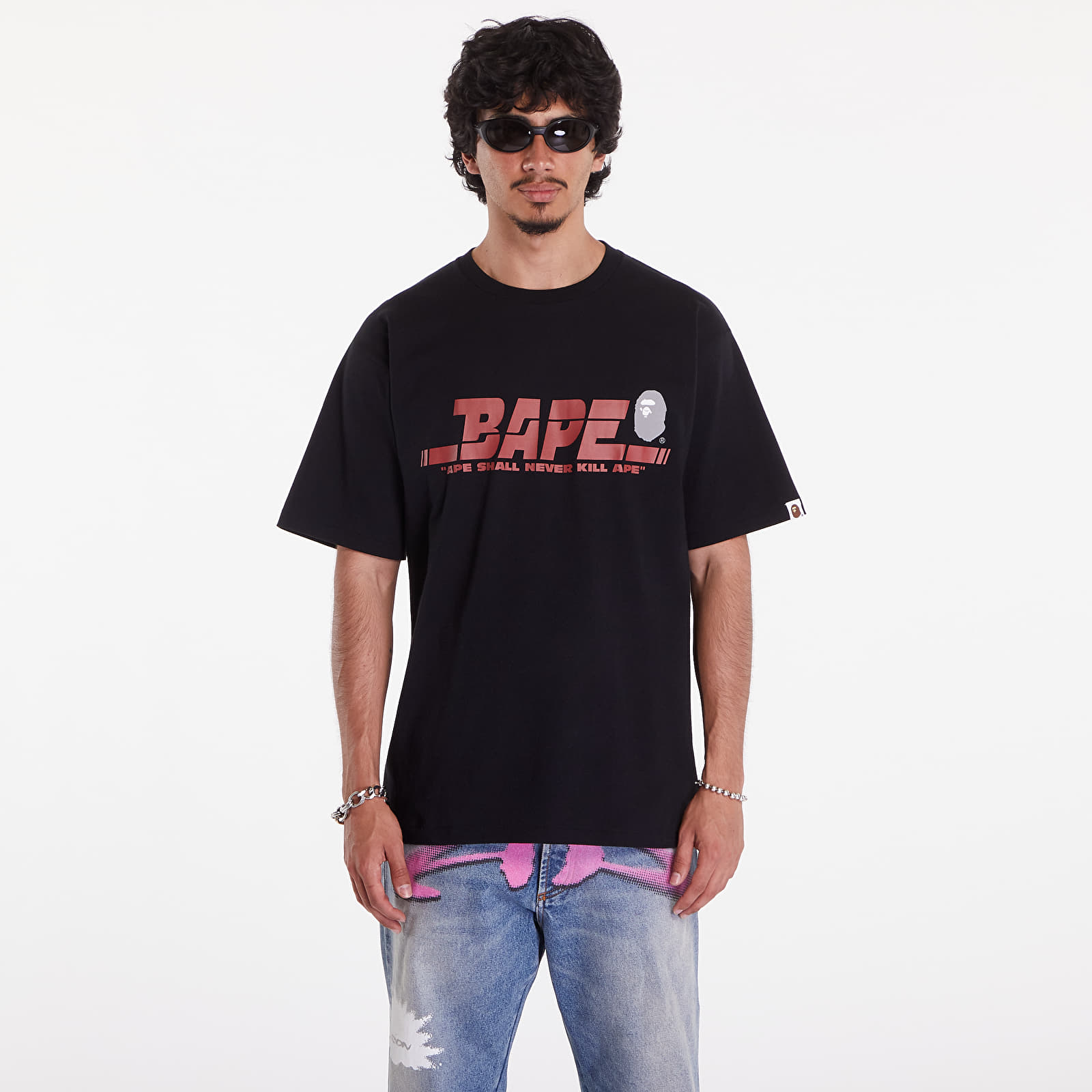 T-paidat A BATHING APE Bape Sports Logo Tee Black