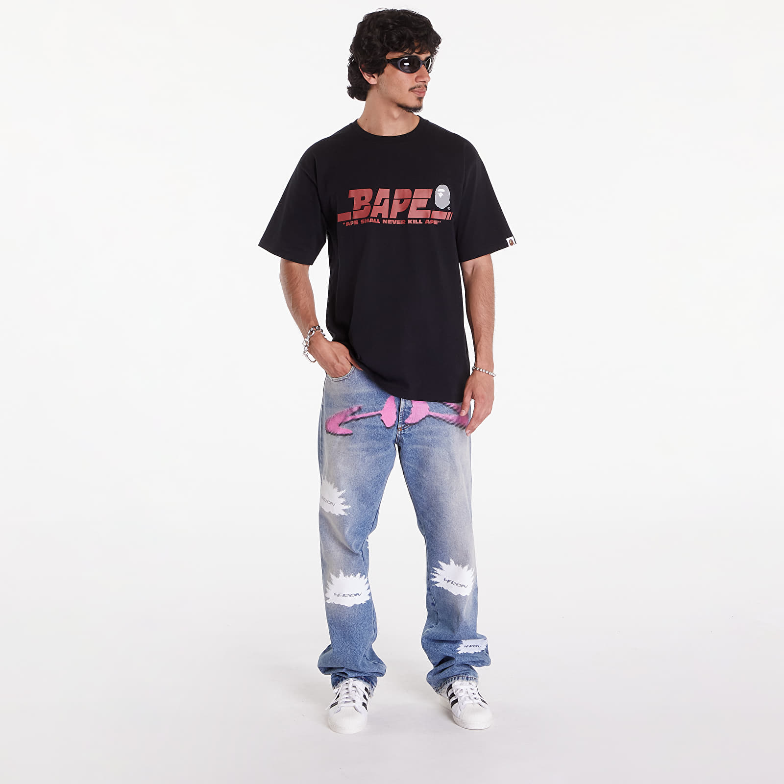 T-paidat A BATHING APE Bape Sports Logo Tee Black