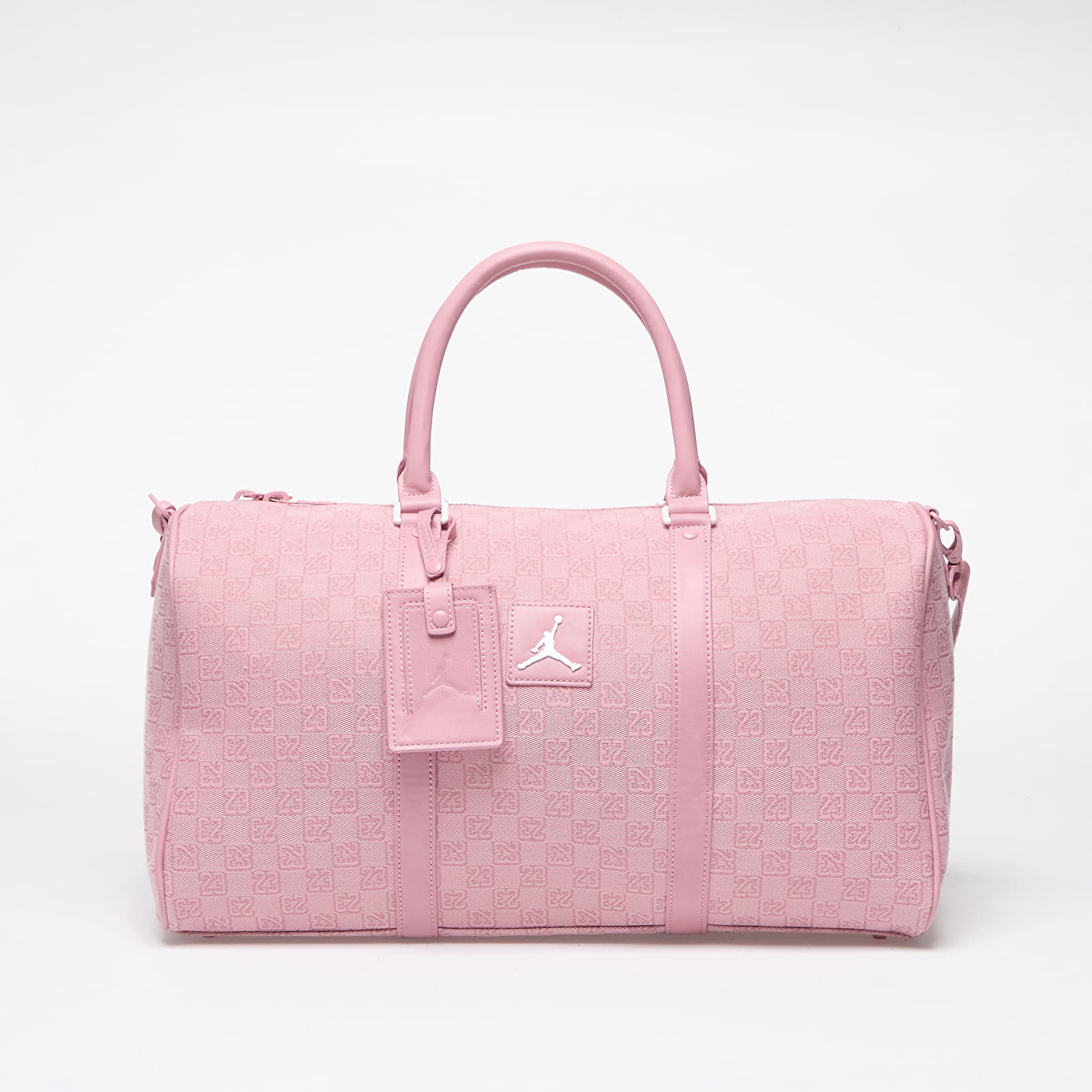 Pink leather weekend bag top