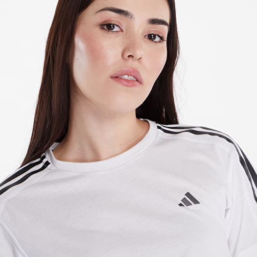 adidas Own the Run 3 Stripes Short Sleeve Tee White Footshop