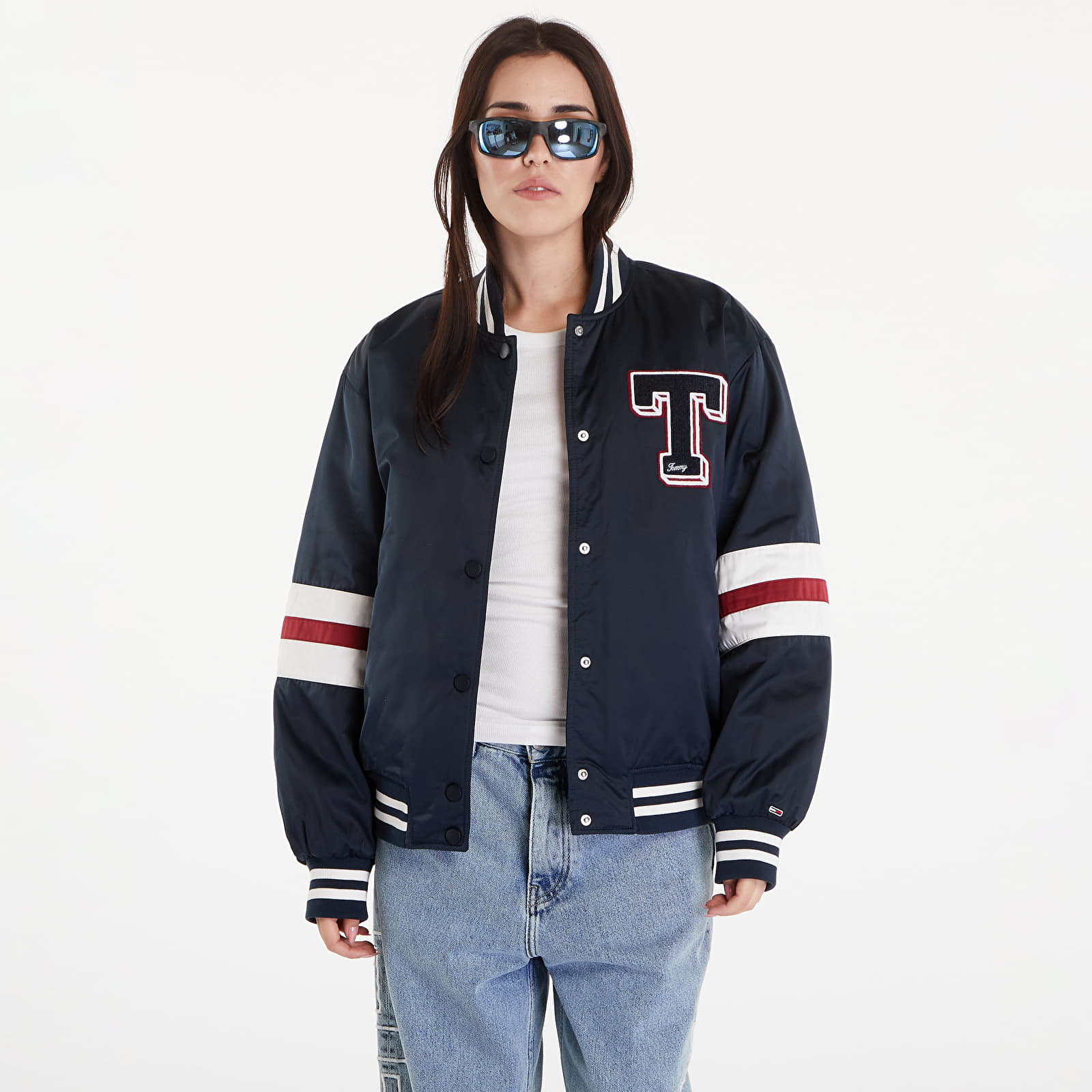 Tommy Jeans Satin Letterman Bomber Jacket