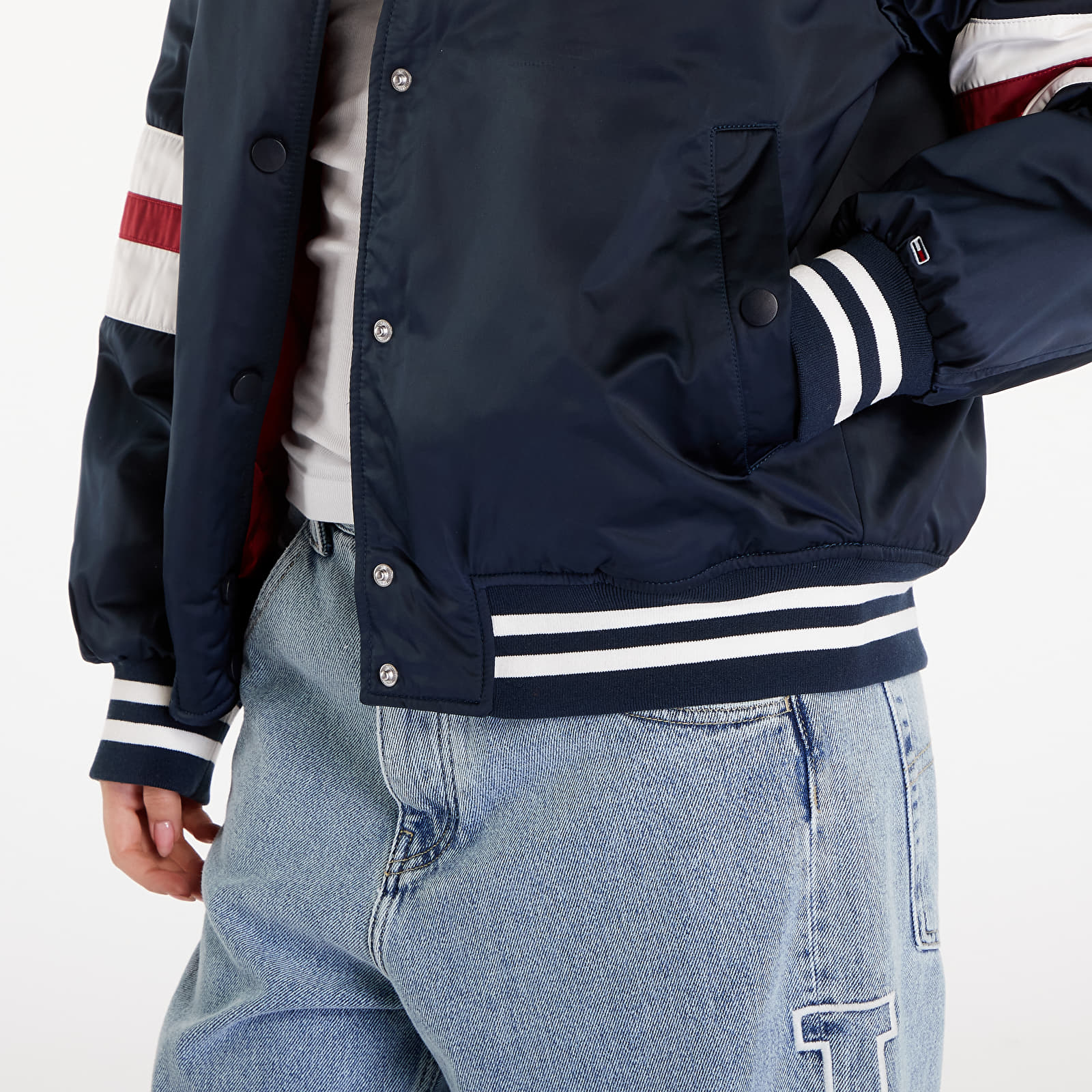Bomber Jackets Tommy Jeans Satin Letterman Bomber Jacket Dark Night Navy