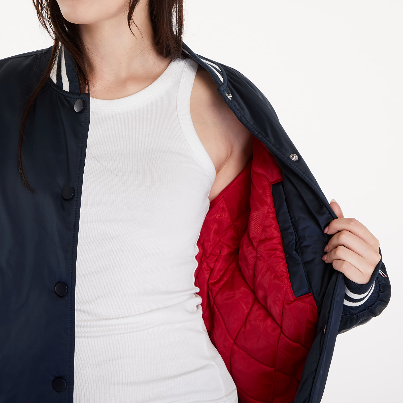 Bomber Jackets Tommy Jeans Satin Letterman Bomber Jacket Dark Night Navy