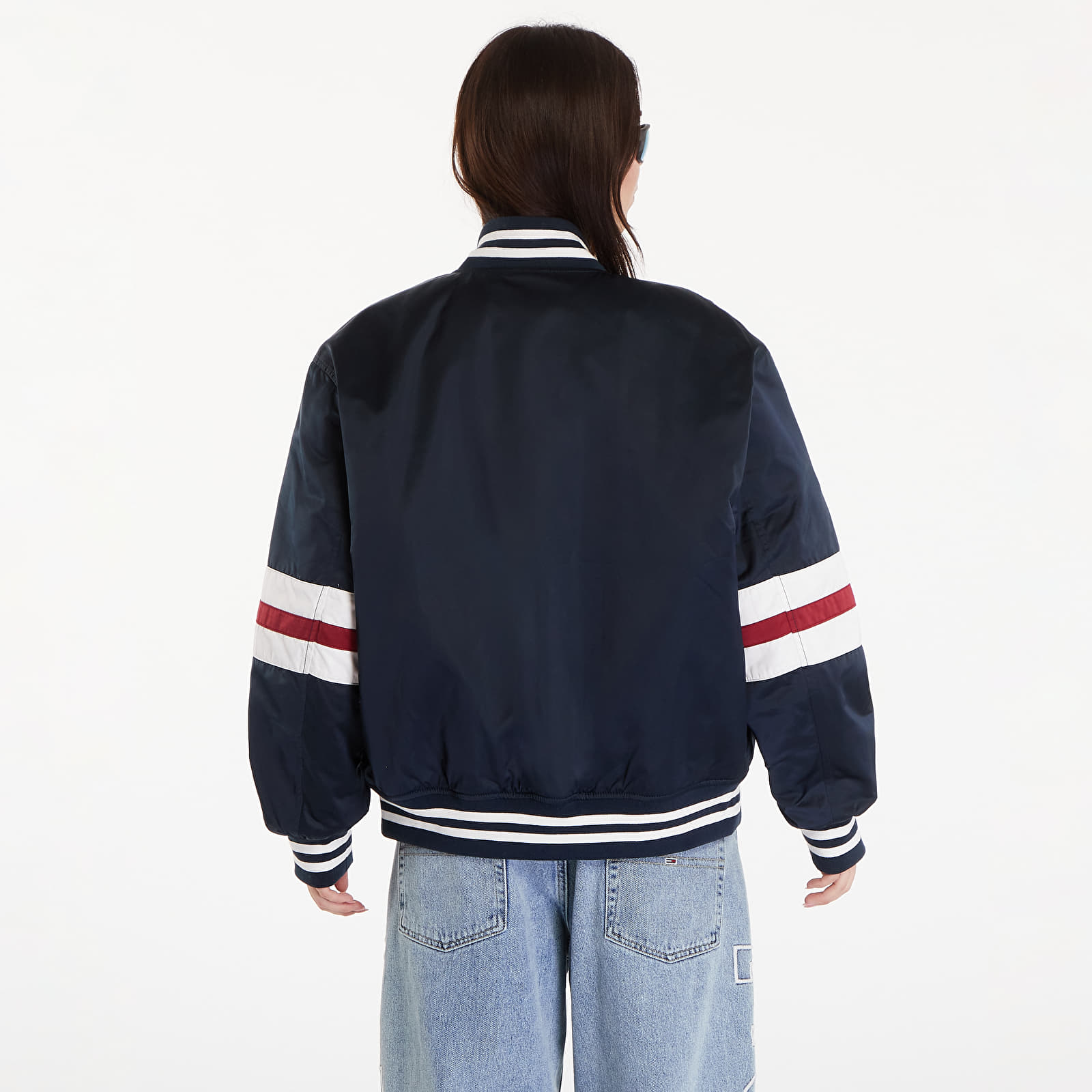 Bomber Jackets Tommy Jeans Satin Letterman Bomber Jacket Dark Night Navy