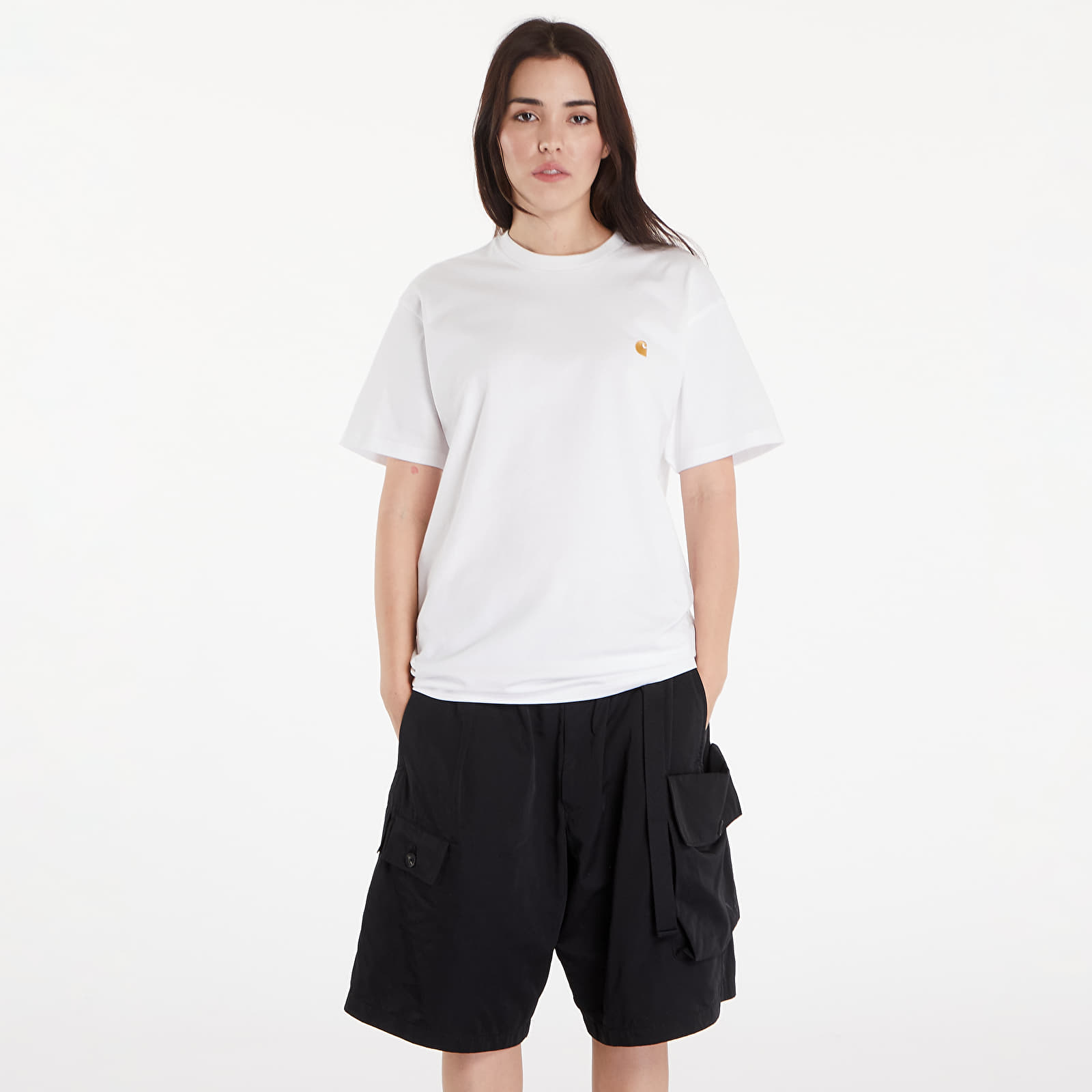 Pólók Carhartt WIP S/S Chase T-Shirt White/ Gold