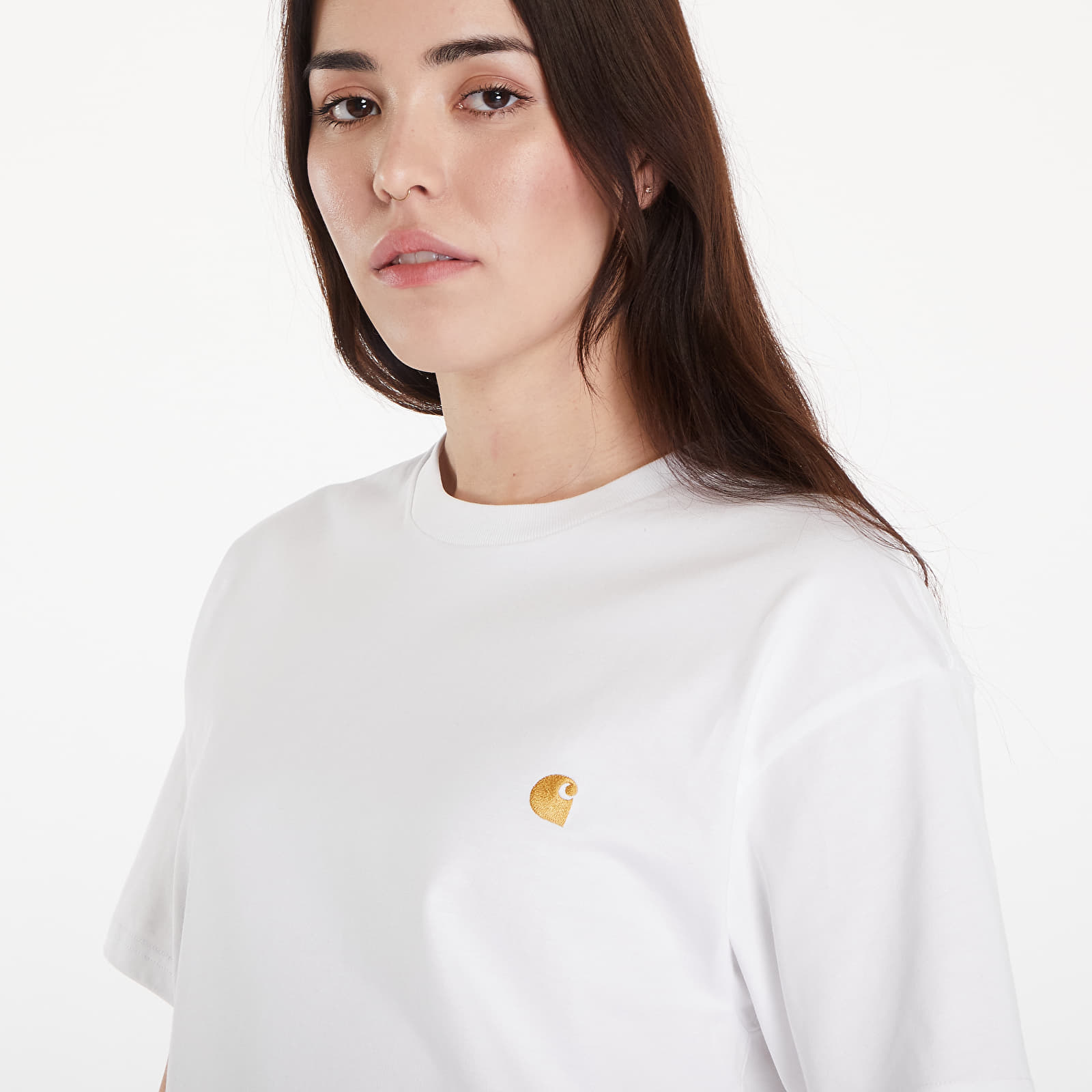 Pólók Carhartt WIP S/S Chase T-Shirt White/ Gold