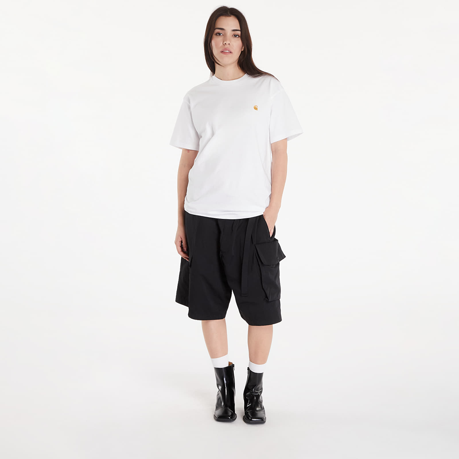 Pólók Carhartt WIP S/S Chase T-Shirt White/ Gold