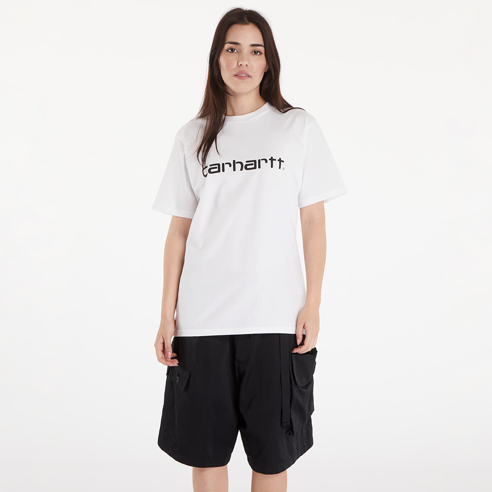 Pólók Carhartt WIP S/S Script T-Shirt White/ Black 