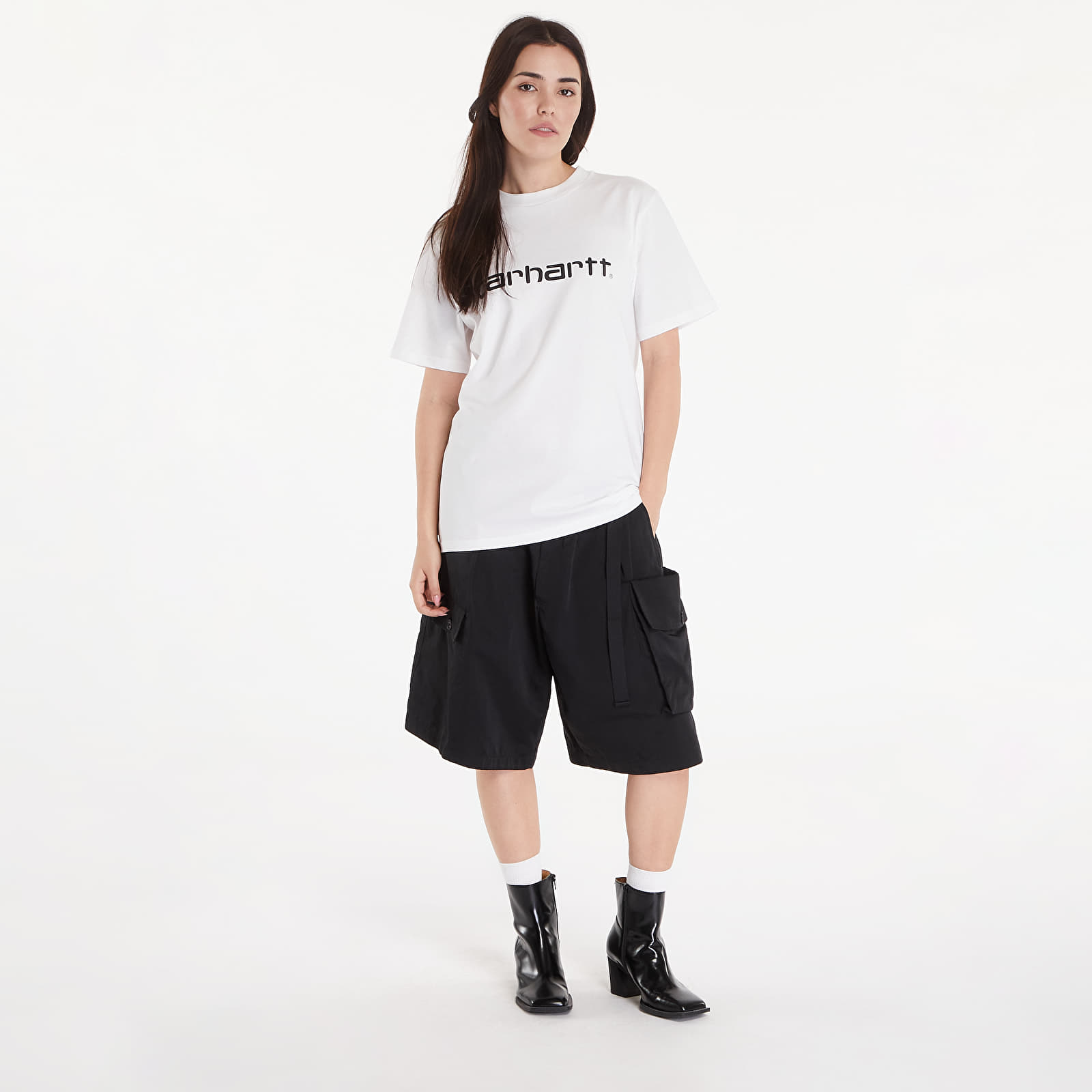 Pólók Carhartt WIP S/S Script T-Shirt White/ Black 