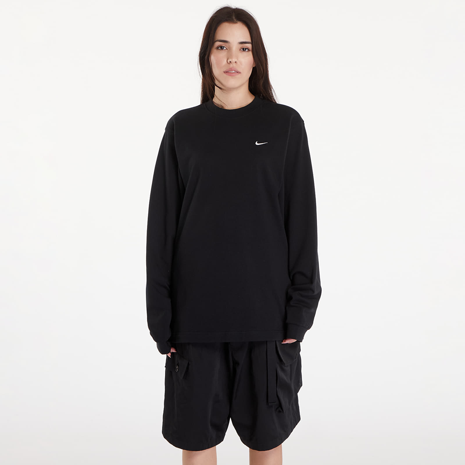 T-Shirts Nike Solo Swoosh Unisex Long-Sleeve Top Black/ White