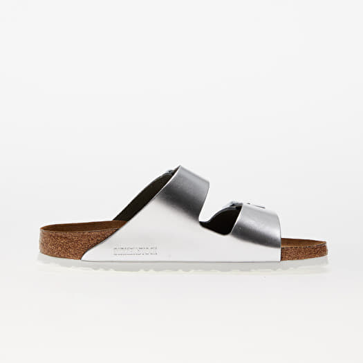 Birkenstock arizona silver metallic top