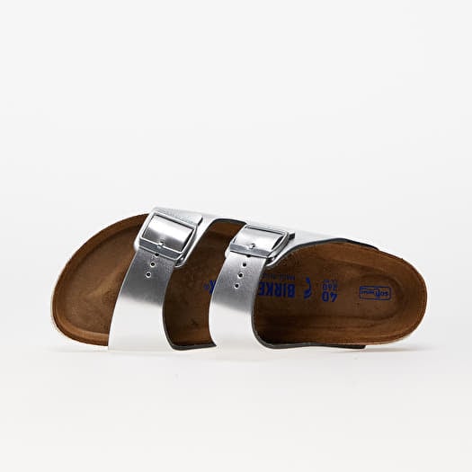 Women s shoes Birkenstock Arizona Soft Footbed Natural Leather Metallic Silver Footshop