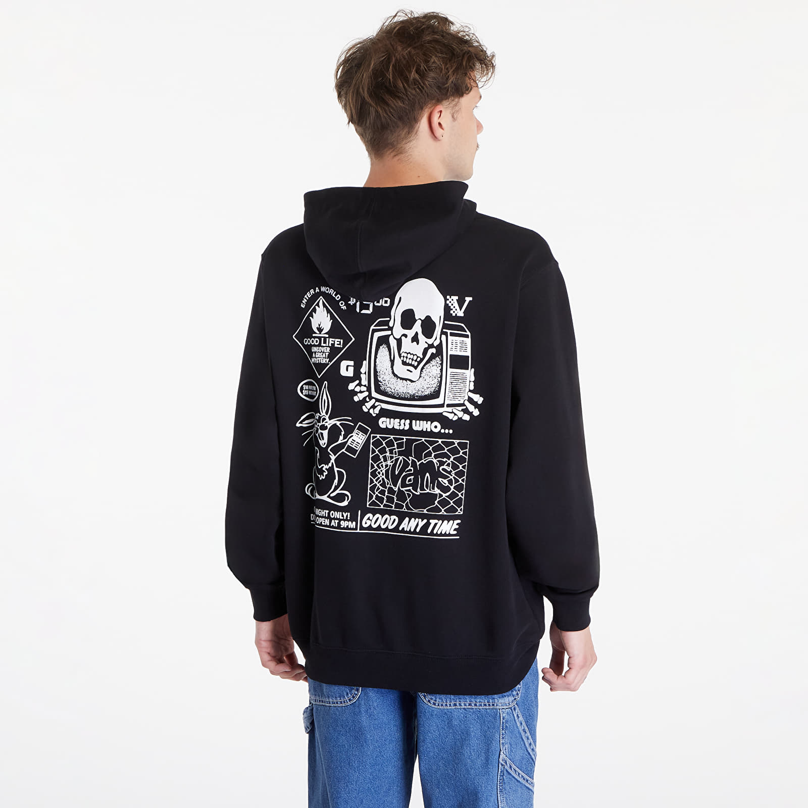 Férfi kapucnis pulcsik Vans Crazy Eddy 66 Loose Pullover Black