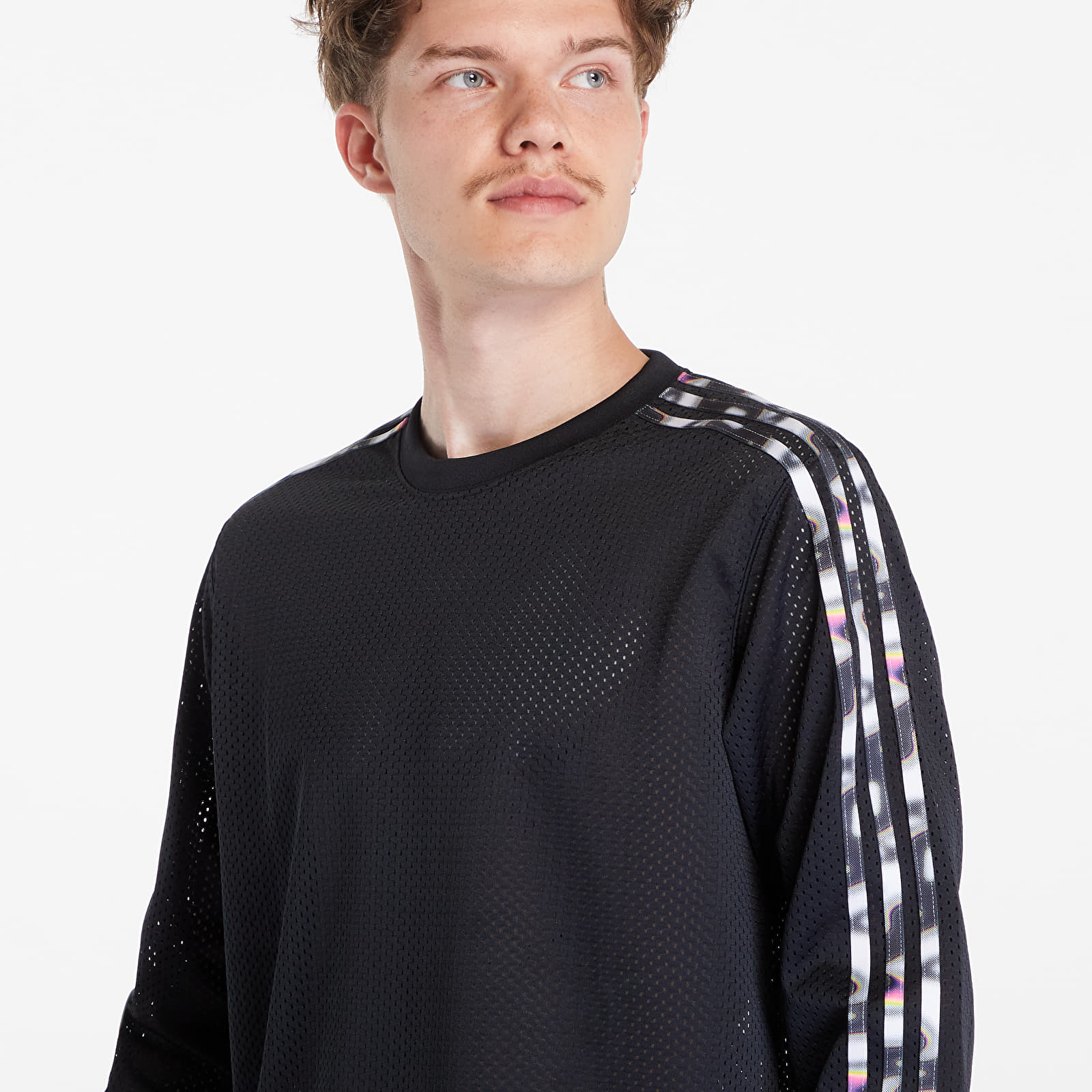 T shirts adidas x Pabllo Vittar Pride Mesh 3 Stripes Long Sleeve Tee Black Footshop