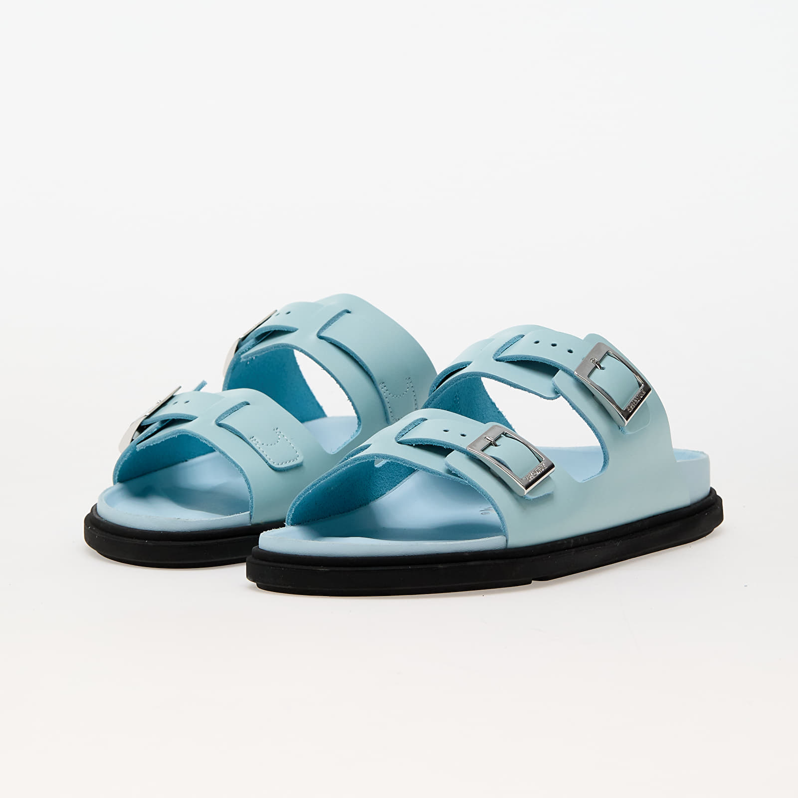 Birkenstock St Barths Leather Mineral Blue Two Strap Sandals
